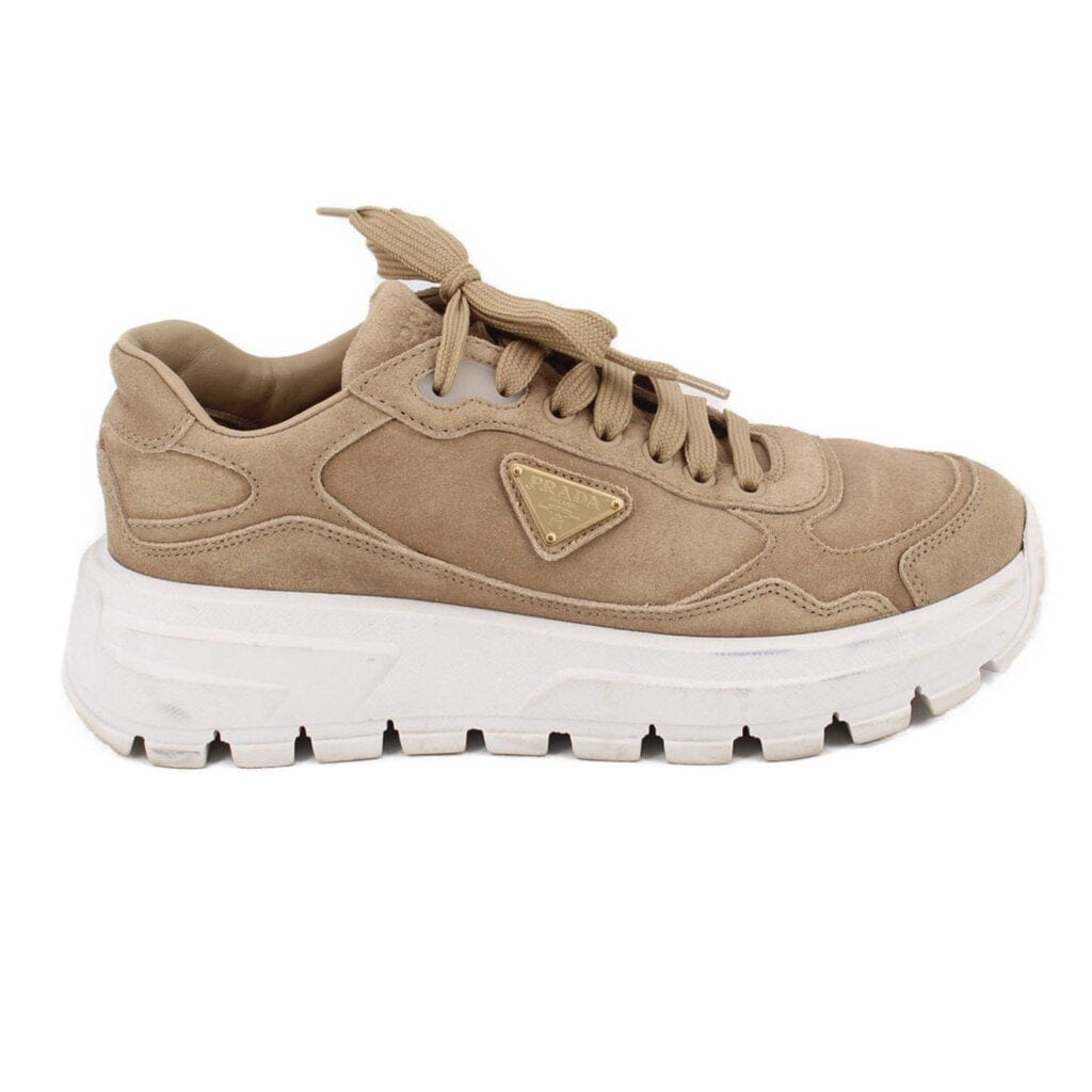 Prada PRAX 01 SUEDE SNEAKERS TAN 38 EU | 8 US
