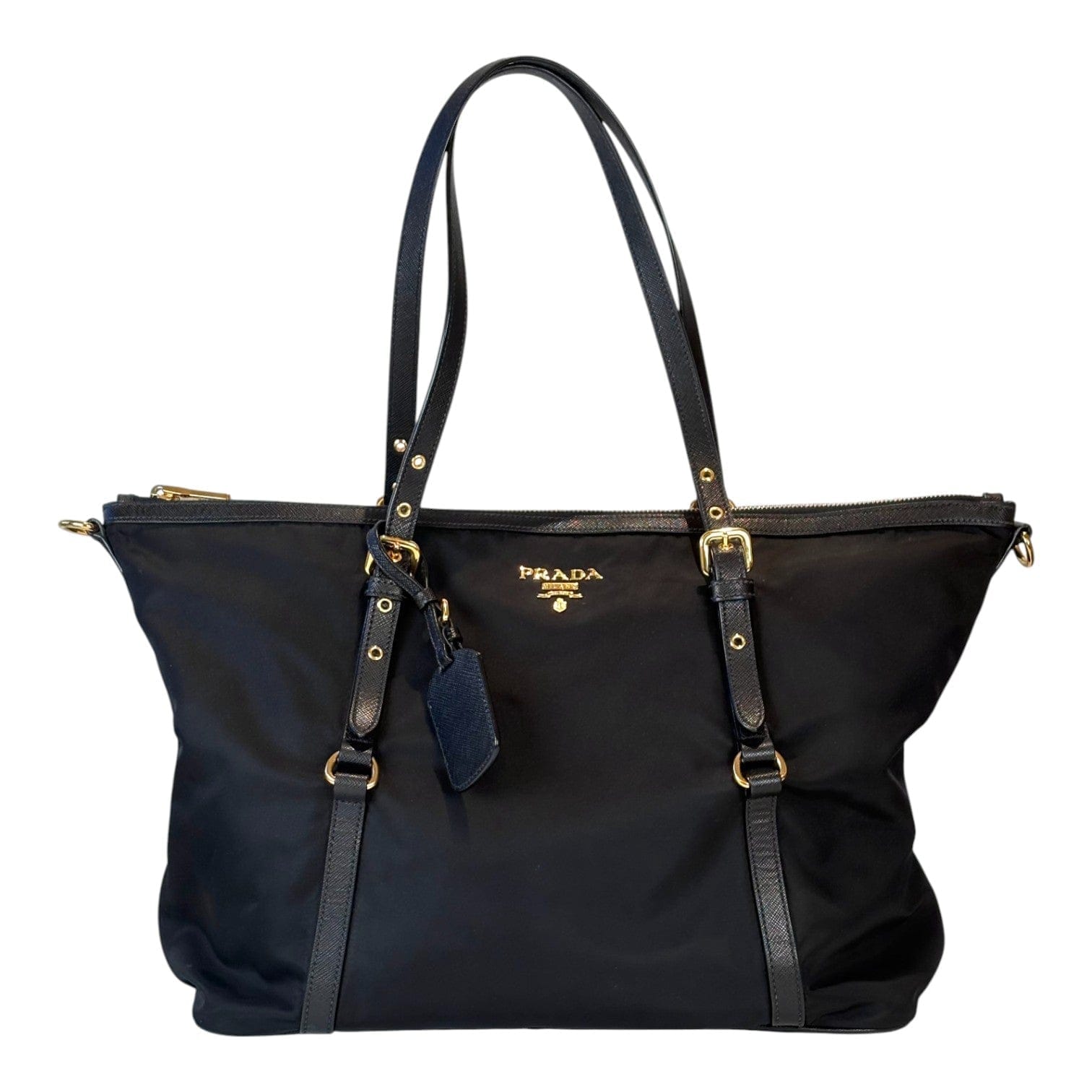 Prada Black Nylon Tote Bag with Strap