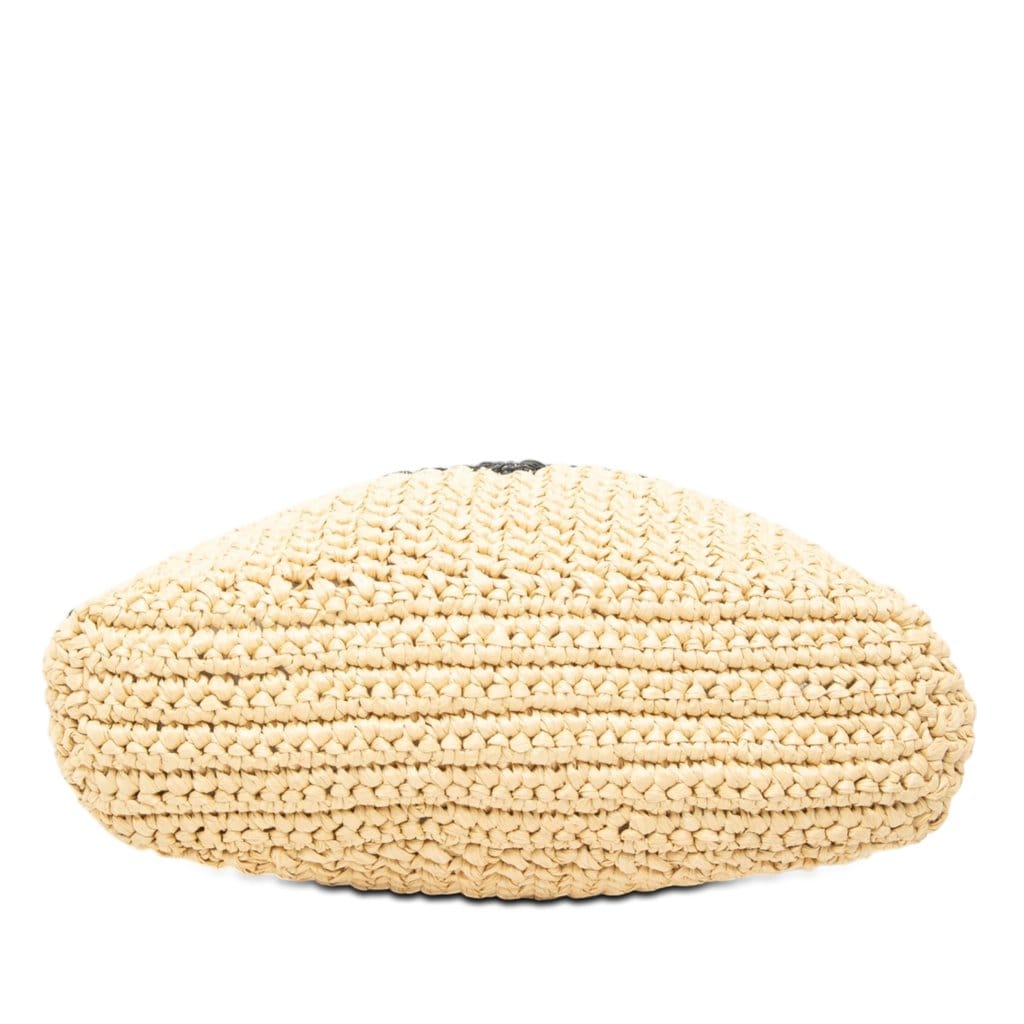 Prada Small Raffia Effect Crochet Embroidered Logo Tote
