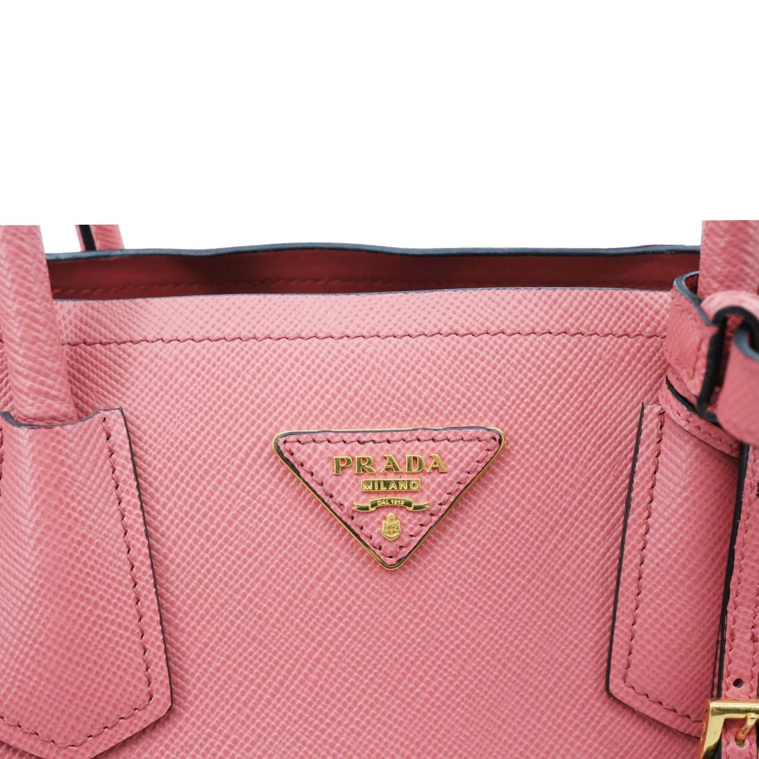 PRADA Double Handle Saffiano Cuir Leather Tote Bag Pink