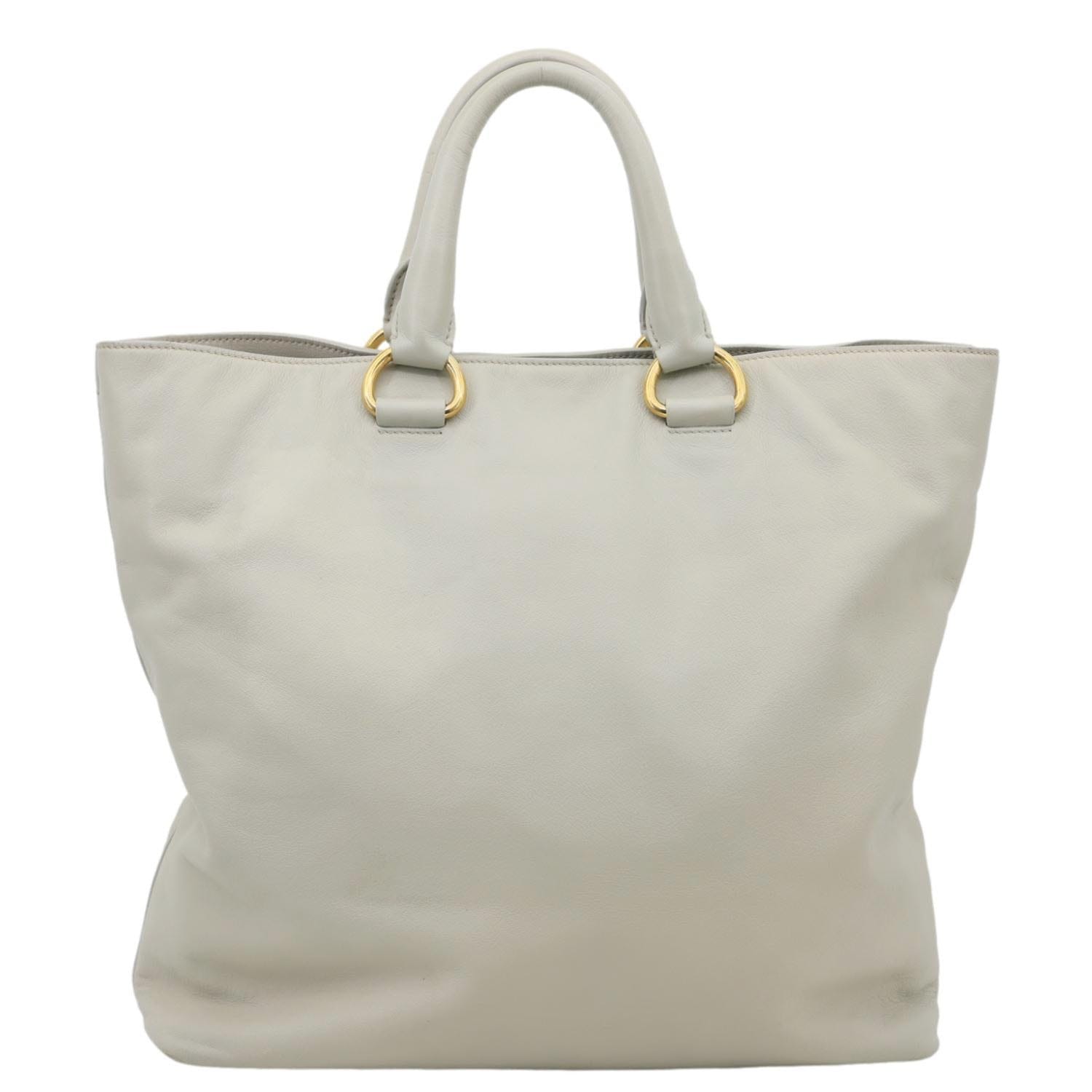 PRADA Vitello Daino Leather Shopping Tote Bag Beige