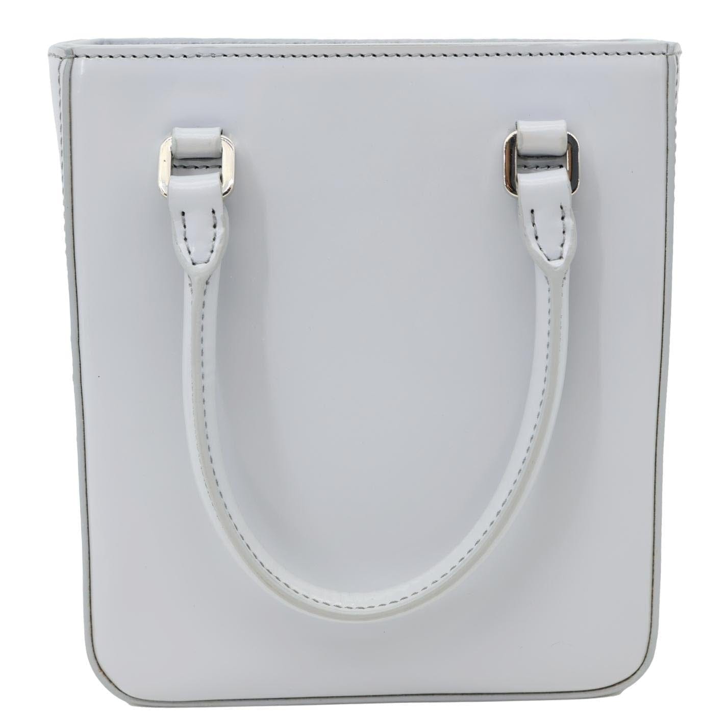 PRADA Mini Spazzolato Leather Tote Bag Grey