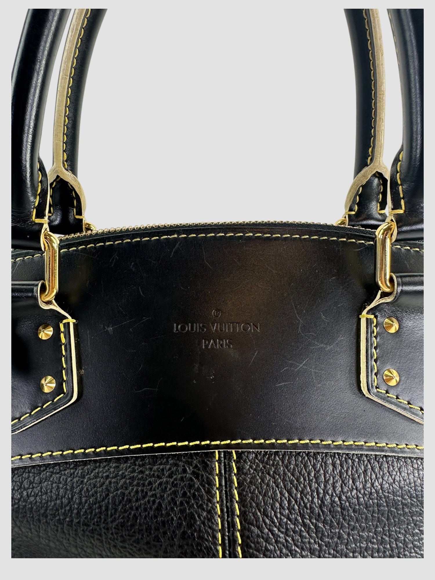 Louis Vuitton Navy Leather with Yellow Trim Suhali Lockit Tote