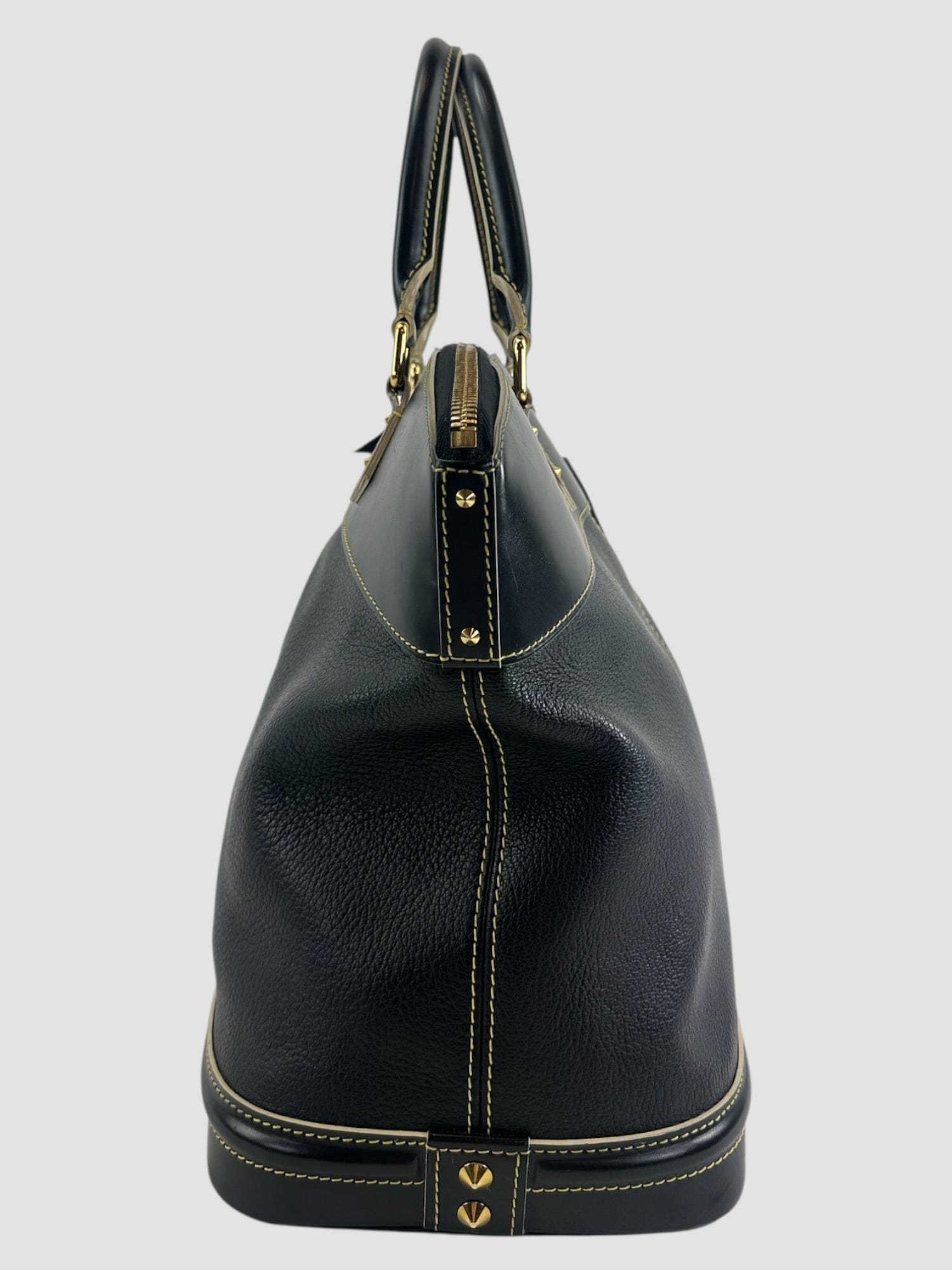 Louis Vuitton Navy Leather with Yellow Trim Suhali Lockit Tote