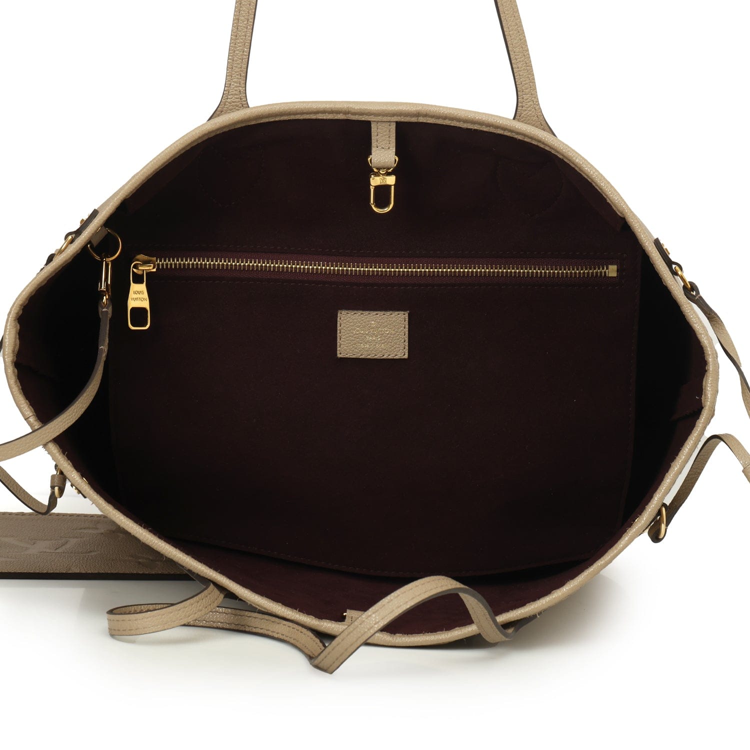 Louis Vuitton Neverfull Tourterelle Monogram Empreinte MM Tote Bag