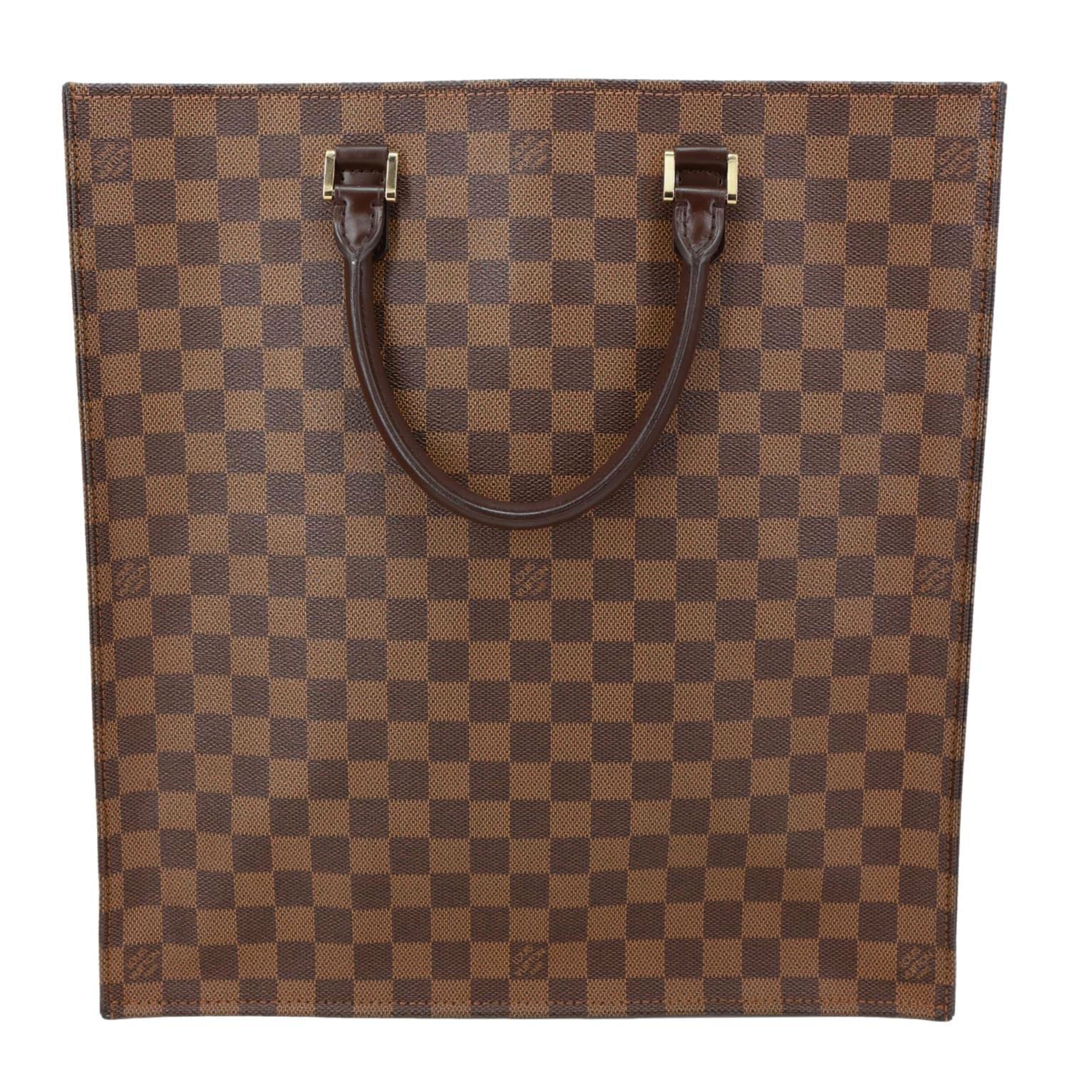 LOUIS VUITTON Sac Plat MM Damier Ebene Tote Bag Brown