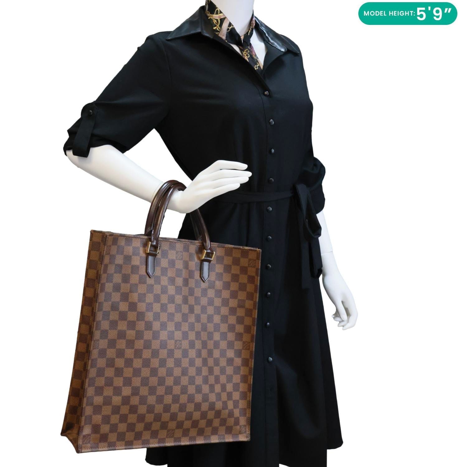 LOUIS VUITTON Sac Plat MM Damier Ebene Tote Bag Brown