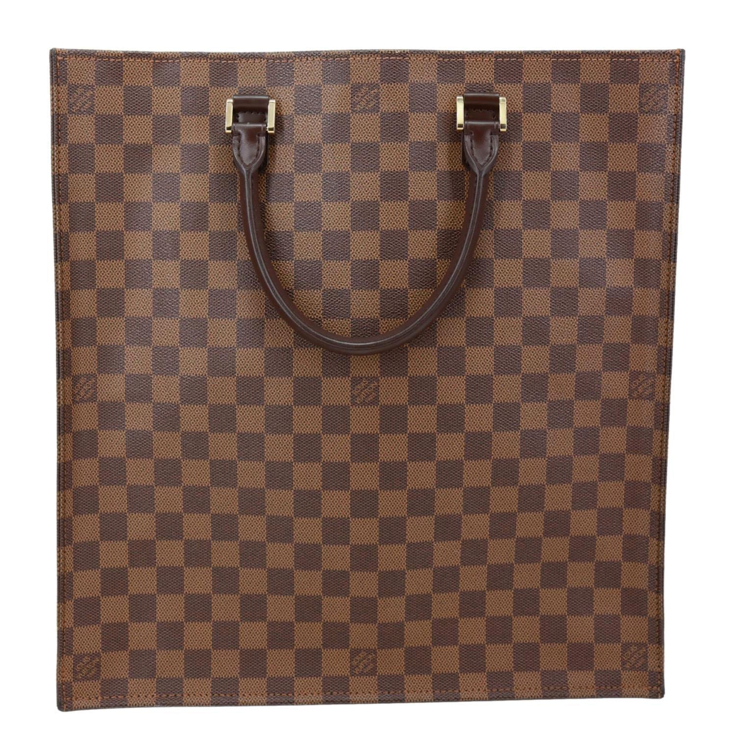 LOUIS VUITTON Sac Plat MM Damier Ebene Tote Bag Brown