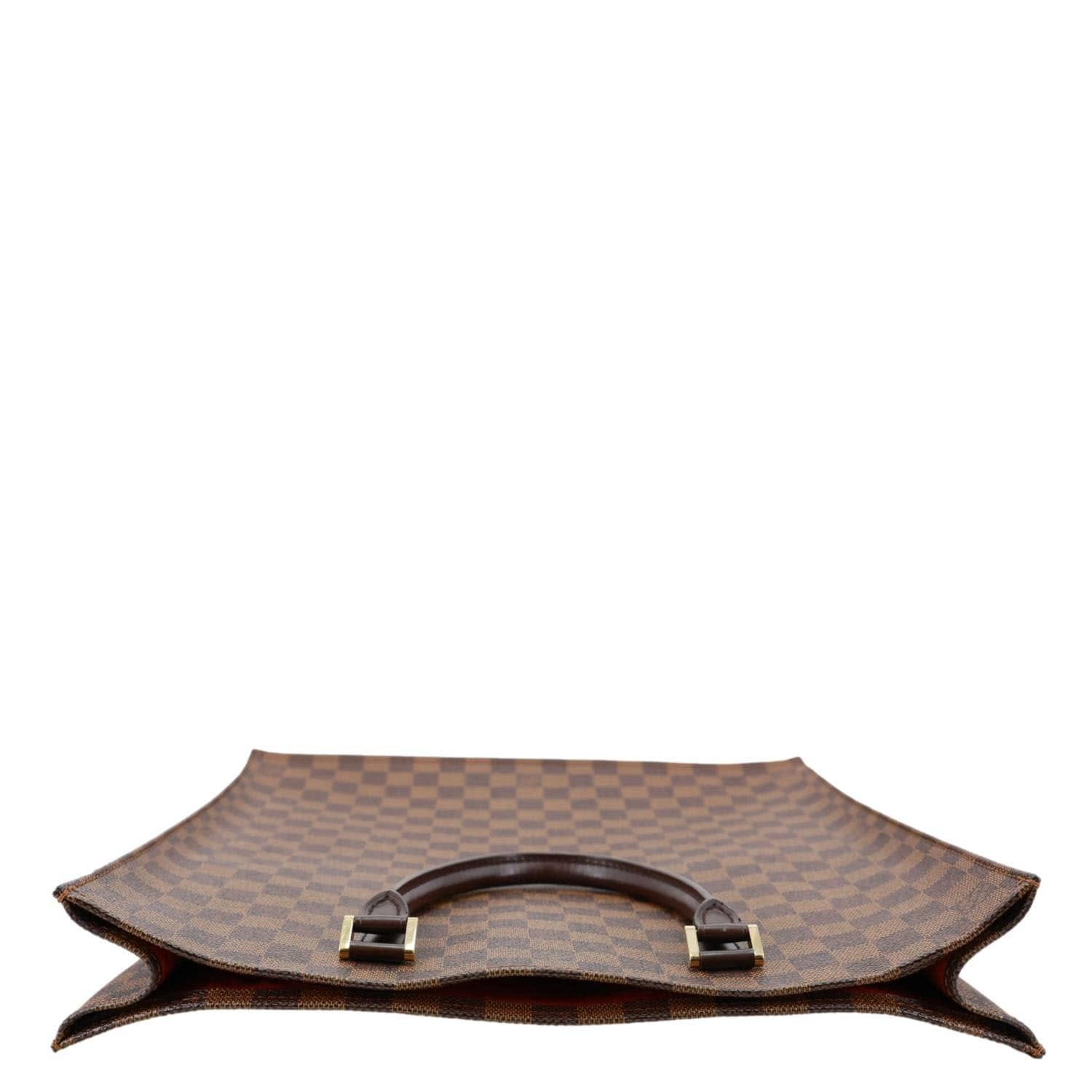 LOUIS VUITTON Sac Plat MM Damier Ebene Tote Bag Brown