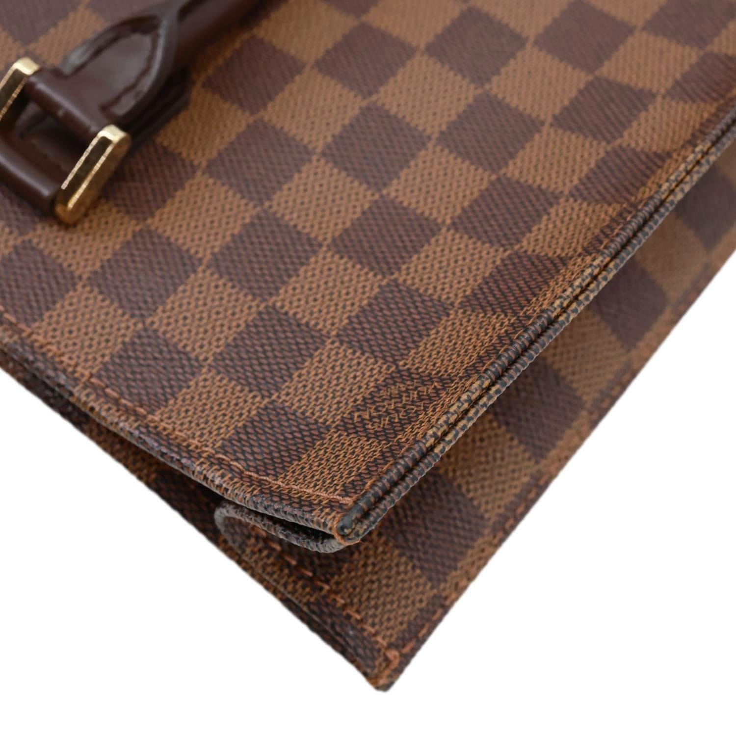 LOUIS VUITTON Sac Plat MM Damier Ebene Tote Bag Brown