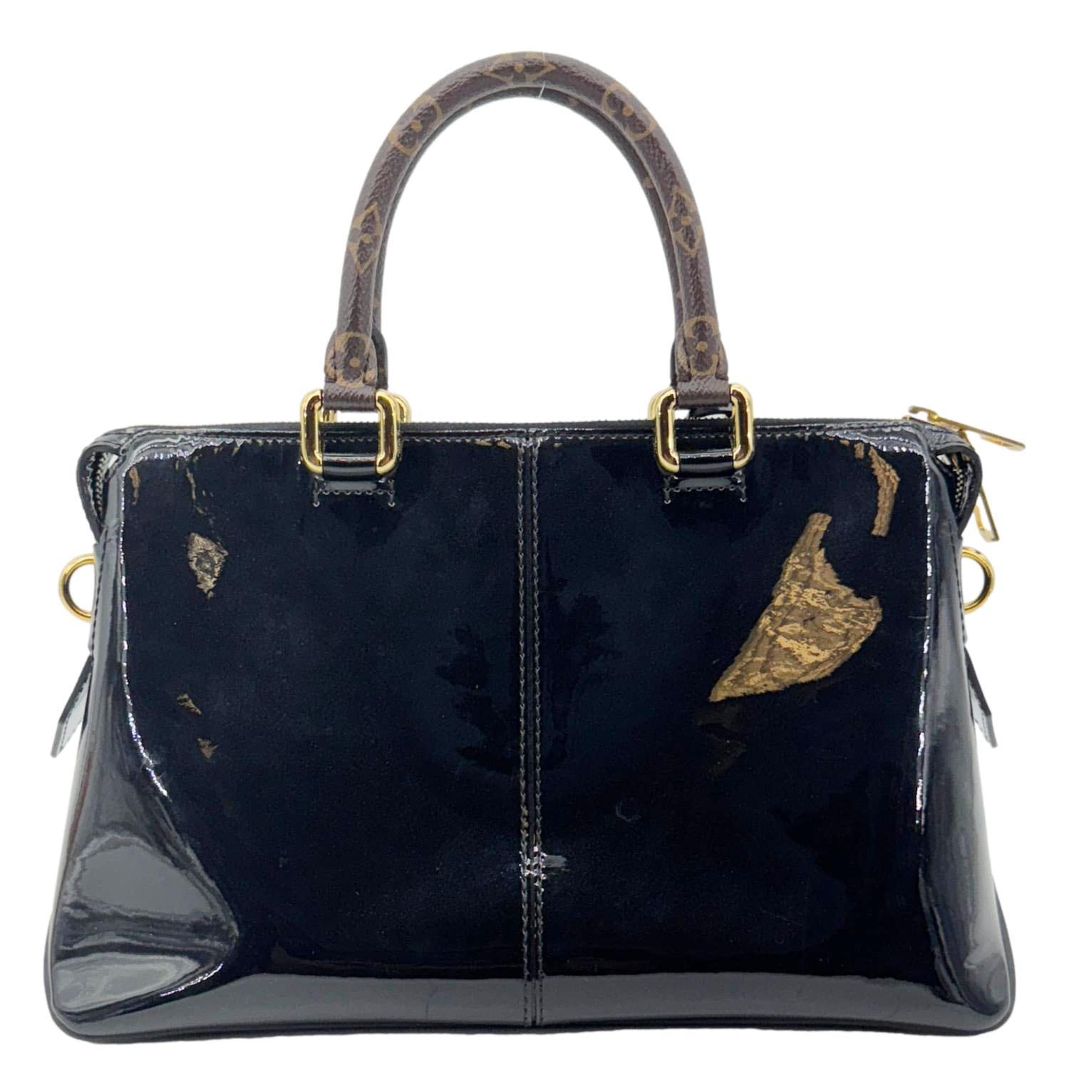 LOUIS VUITTON Miroir Vernis Leather Tote Shoulder Bag Black