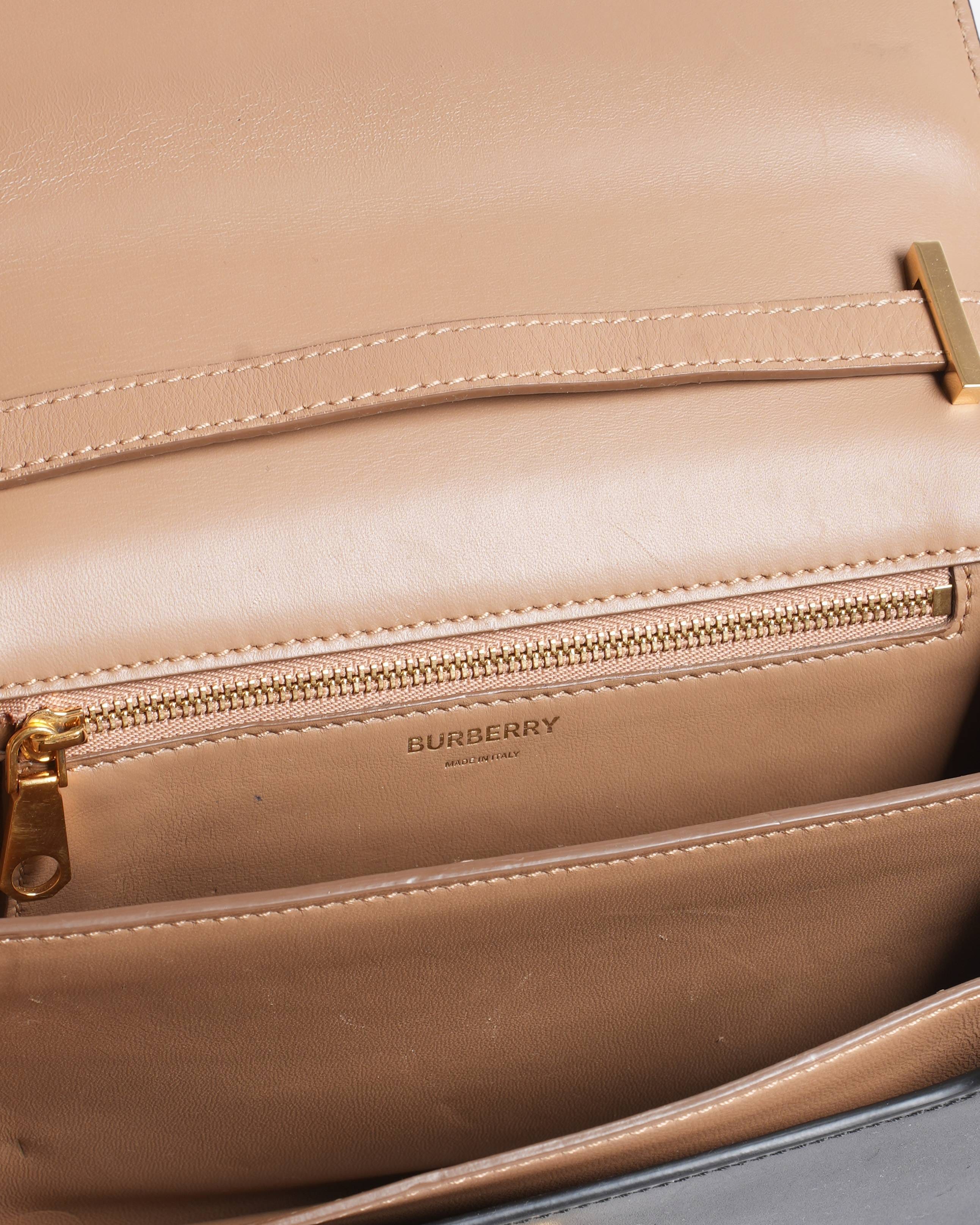 Burberry TB Flap Crossbody Bag Leather Small Black, Neutral