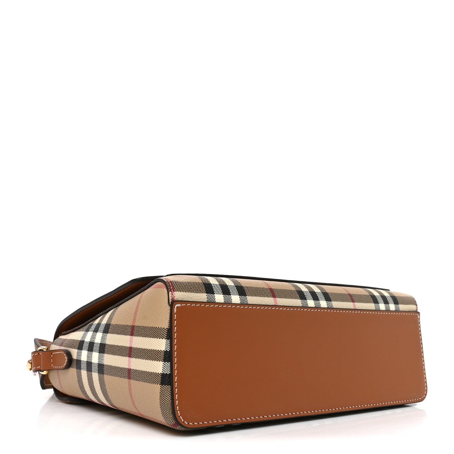 Burberry Coated Canvas Calfskin Vintage Check Medium Note Crossbody Bag Briar Brown