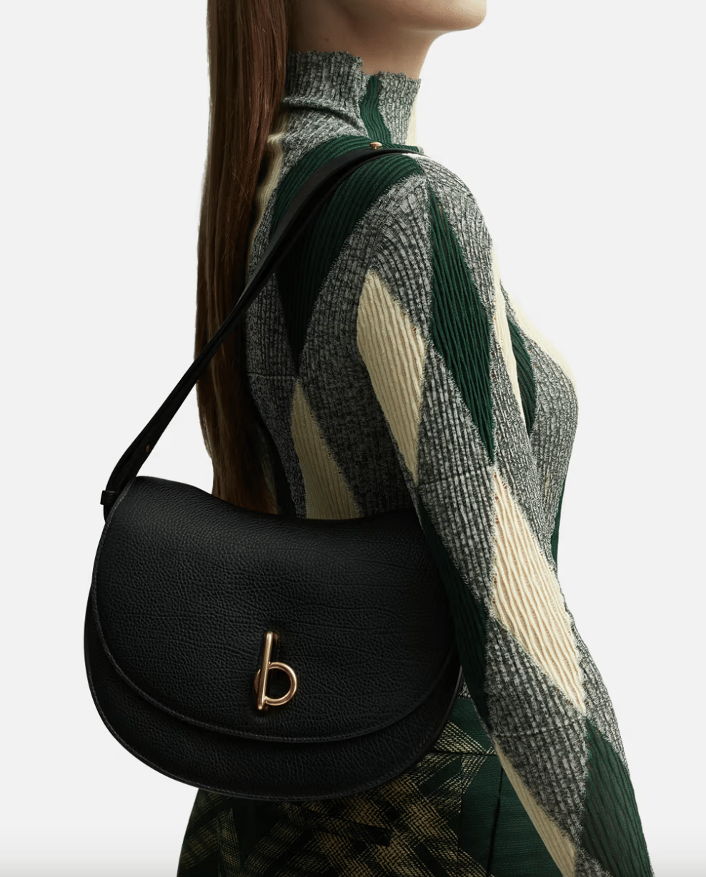 BURBERRY Black Grayny Leather Medium Rocking Horse Shoulder/Crossbody Bag