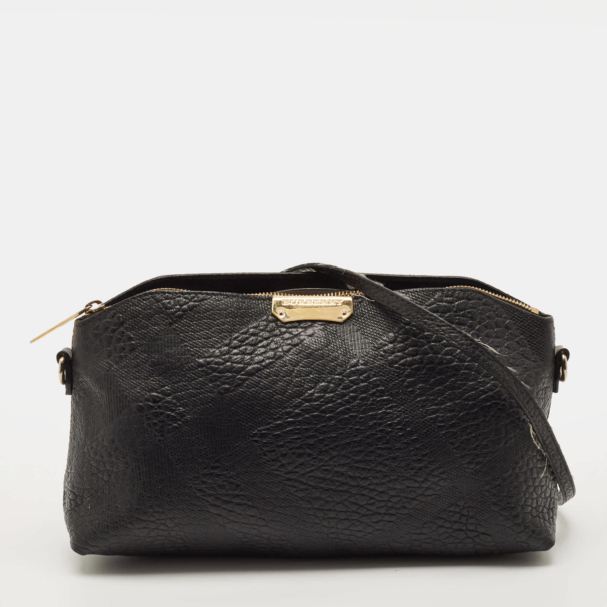 Burberry Chichester Black Grained Leather Crossbody Bag