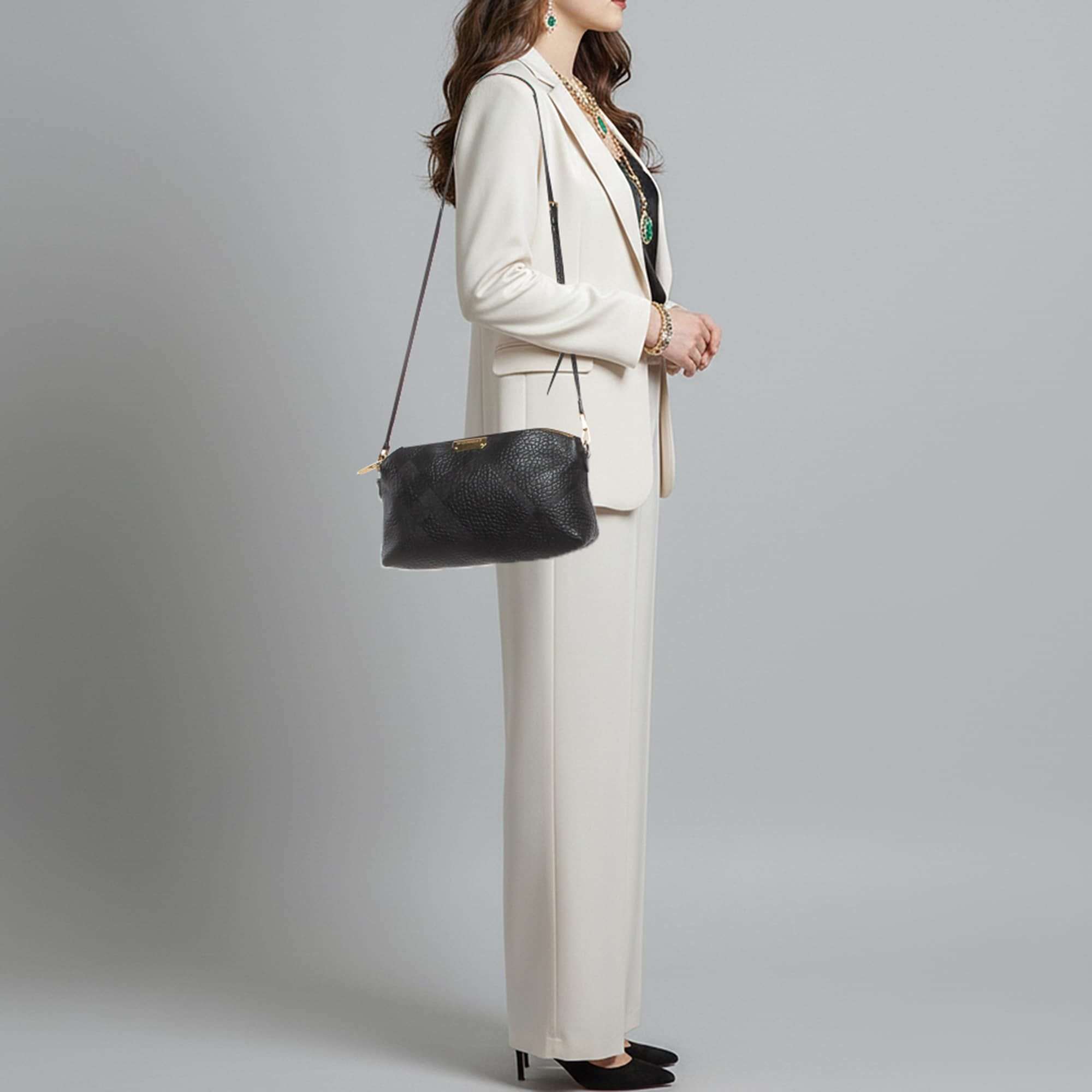 Burberry Chichester Black Grained Leather Crossbody Bag