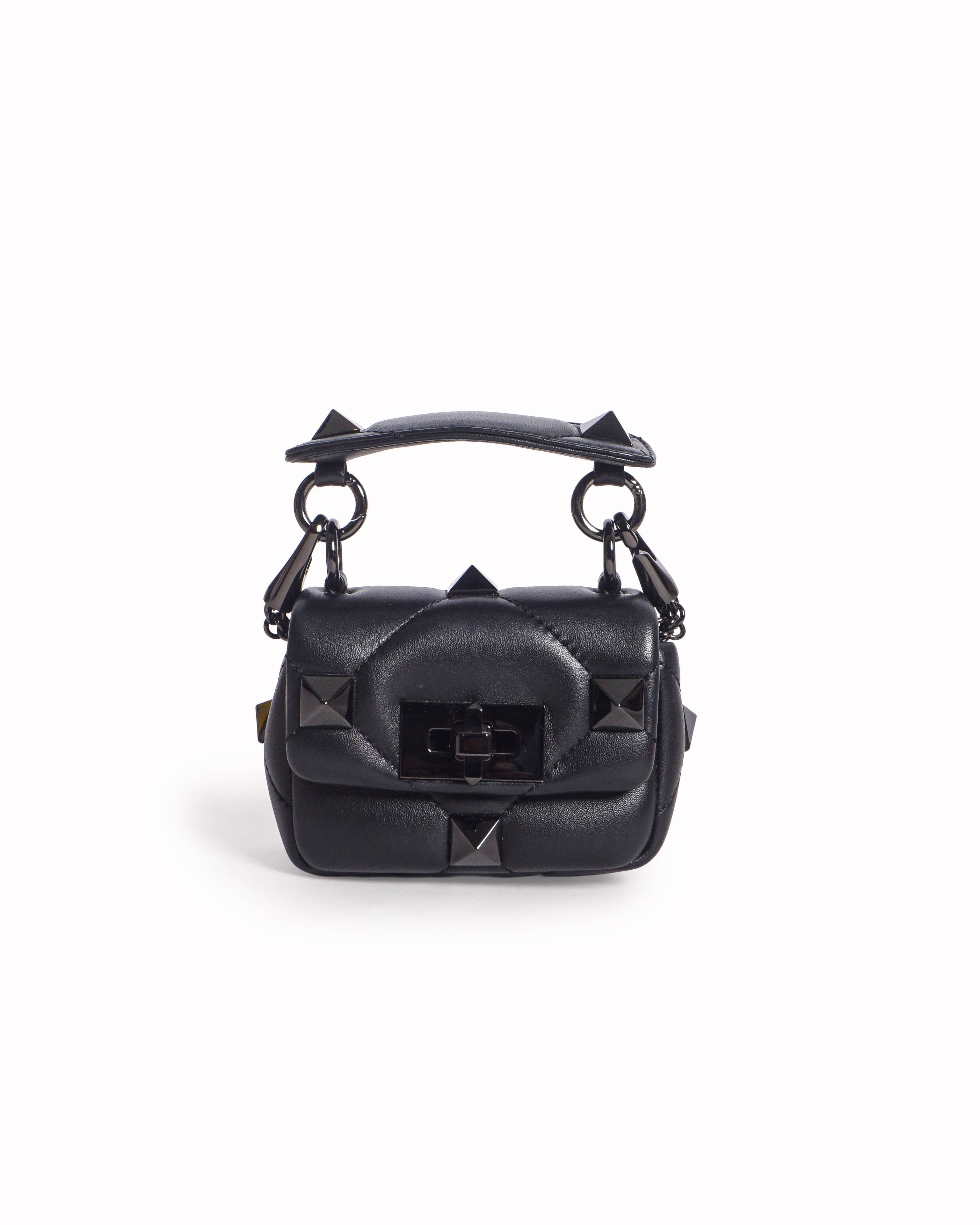 Valentino Garavani Black Nappa Roman Stud Crossbody Bag