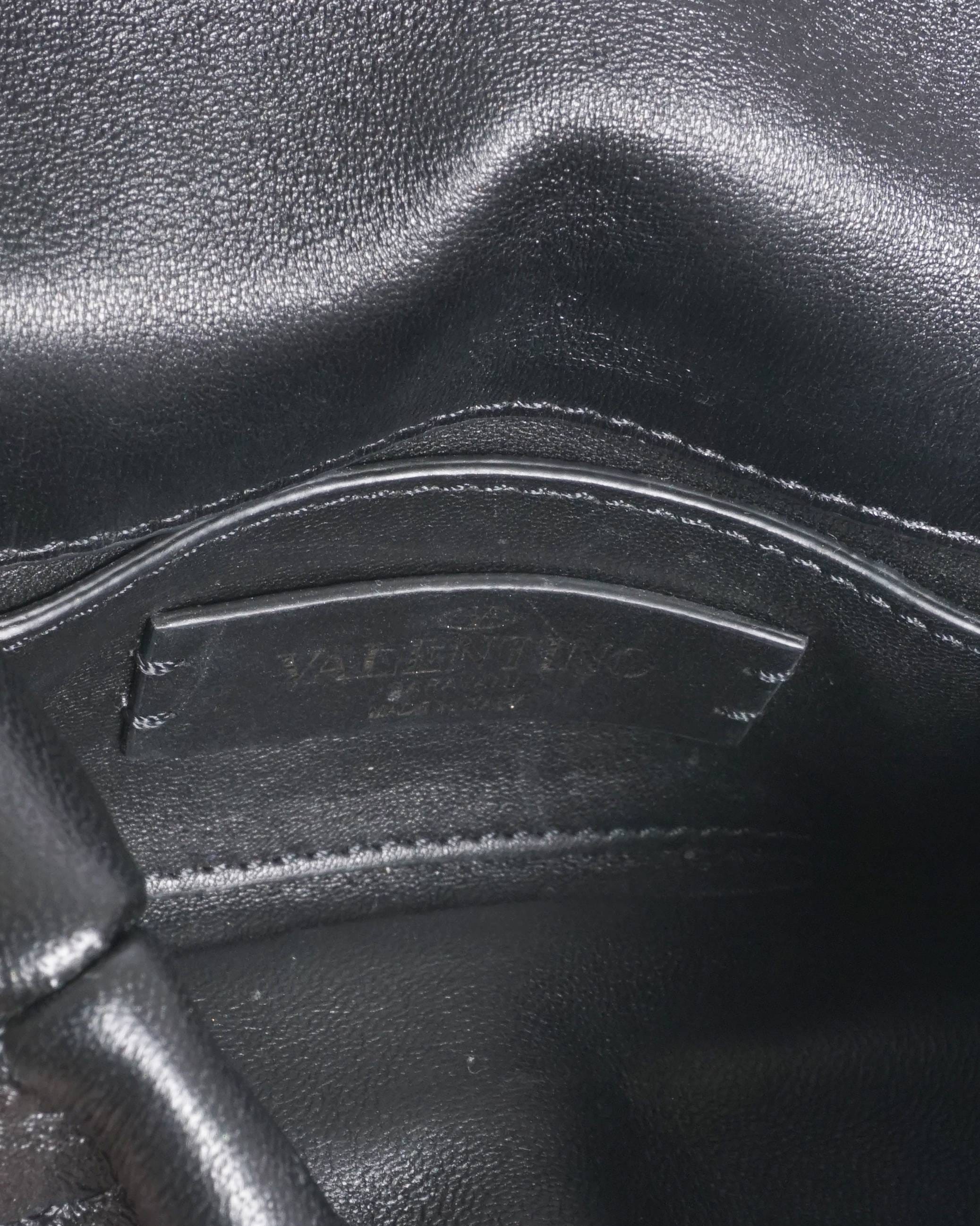 Valentino Garavani Black Nappa Roman Stud Crossbody Bag