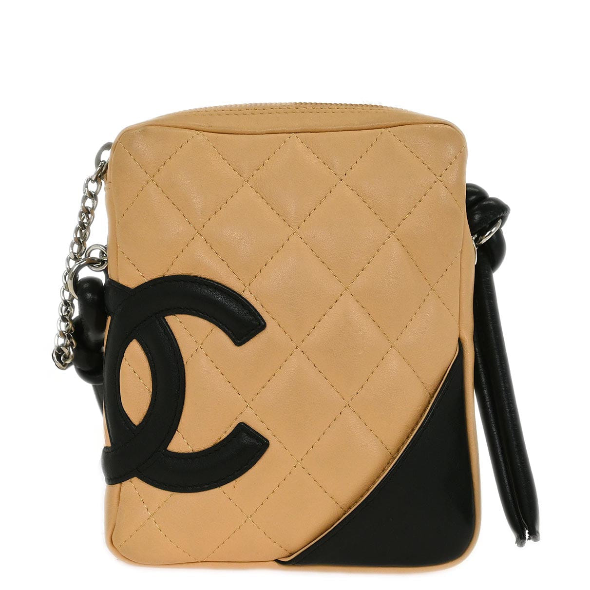 Chanel 2003 - 2004 Beige Black Calfskin Cambon Ligne Crossbody Bag