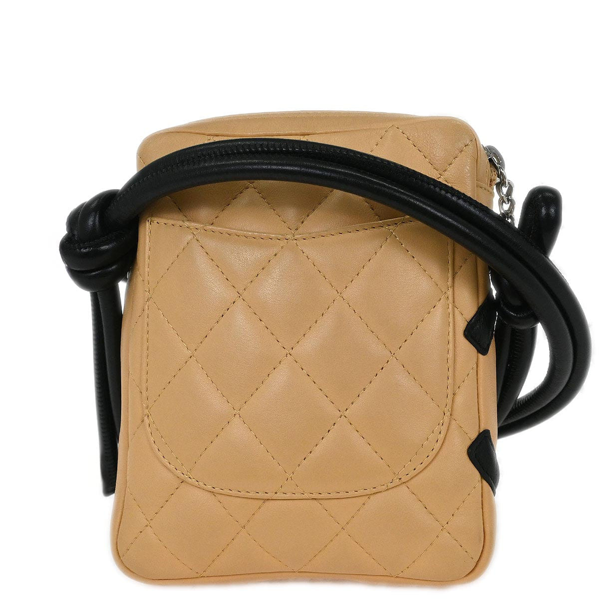 Chanel 2003 - 2004 Beige Black Calfskin Cambon Ligne Crossbody Bag
