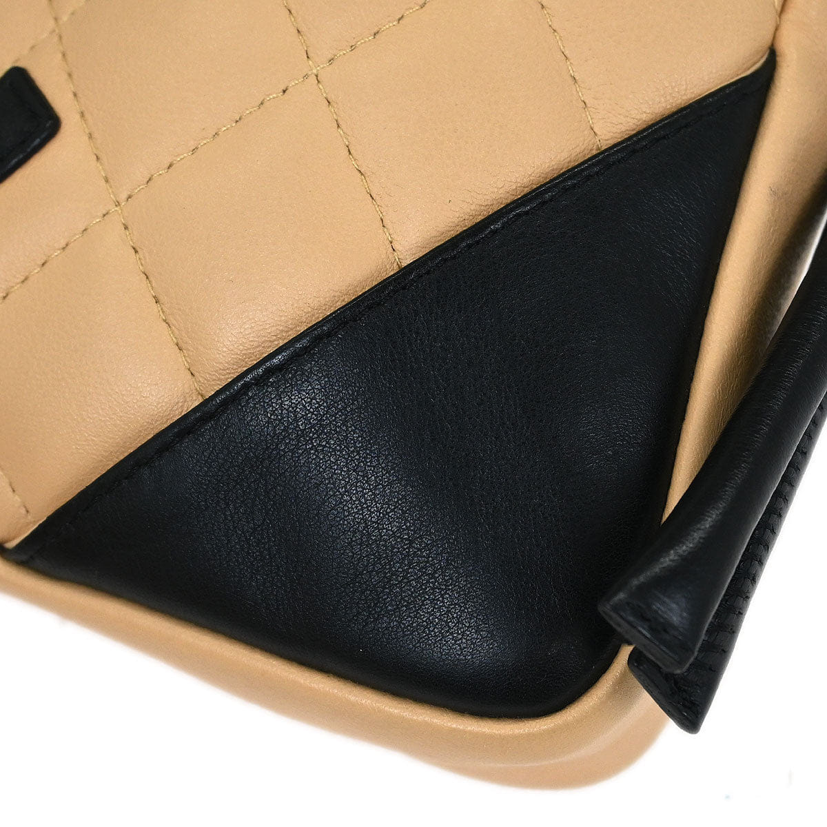 Chanel 2003 - 2004 Beige Black Calfskin Cambon Ligne Crossbody Bag