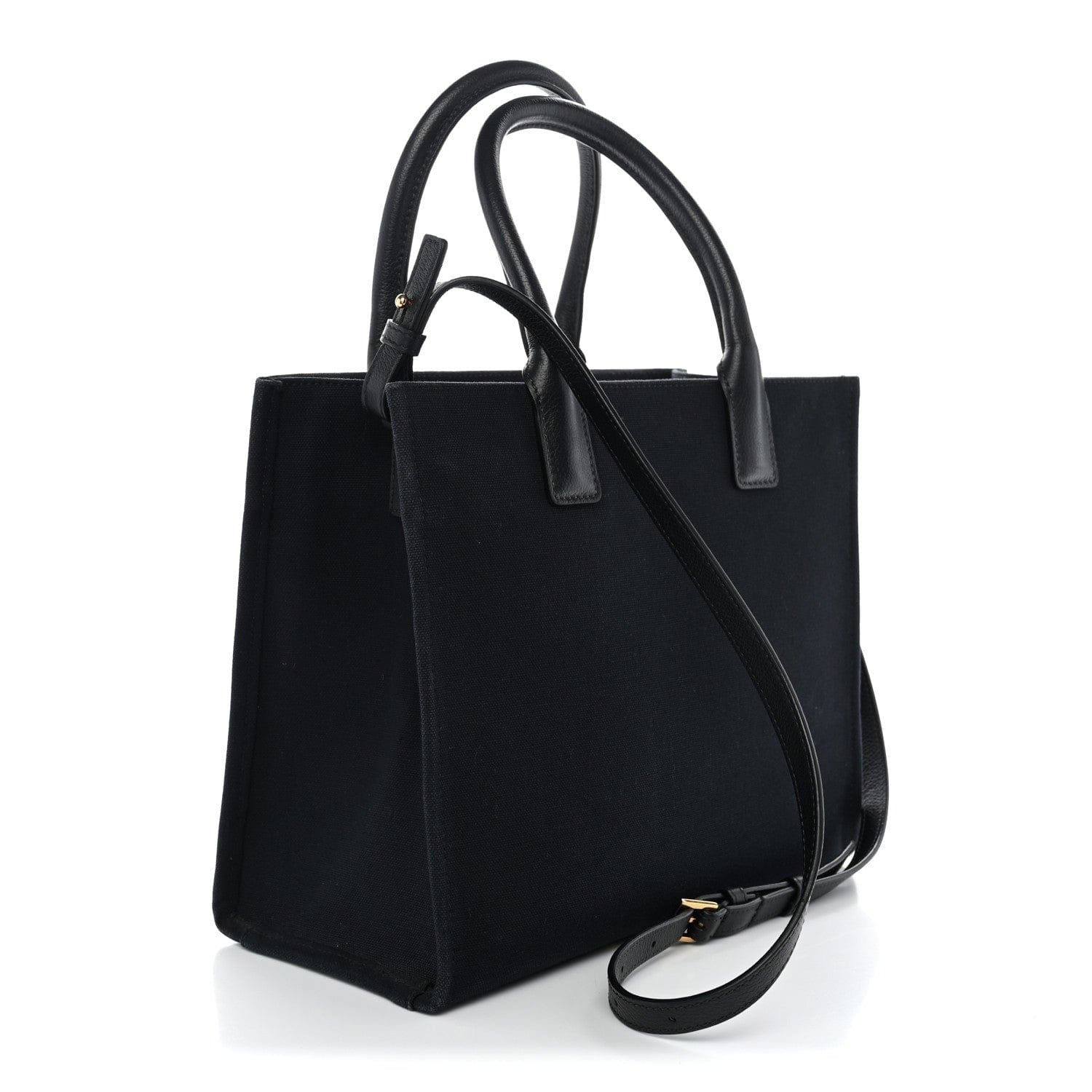 Versace Canvas Calfskin La Medusa Small Tote Black