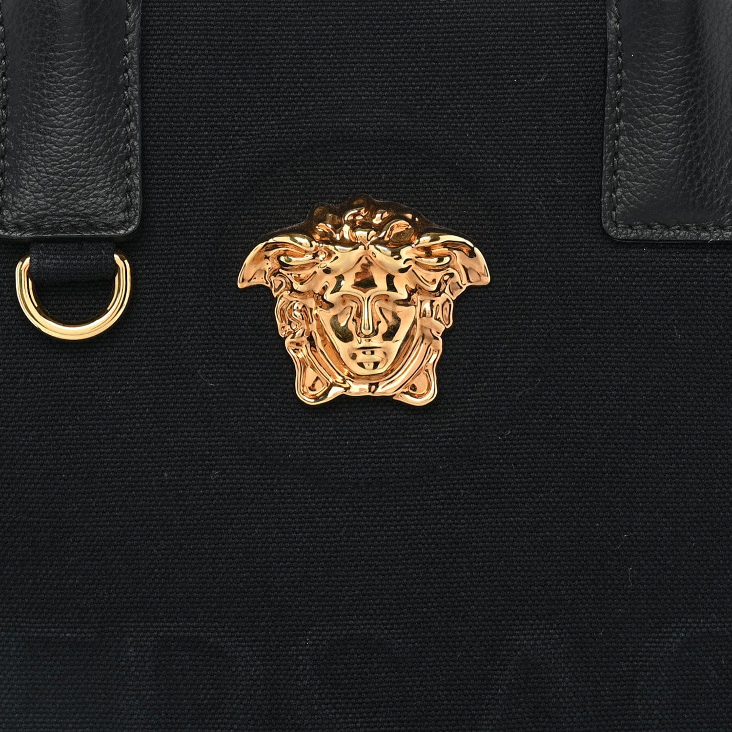 Versace Canvas Calfskin La Medusa Small Tote Black