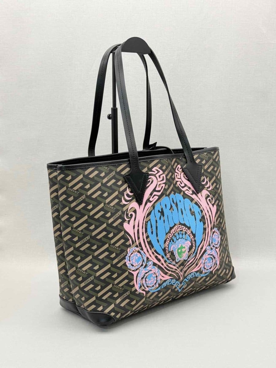 Versace La Greca Medusa Music Black Multicolor Tote Bag
