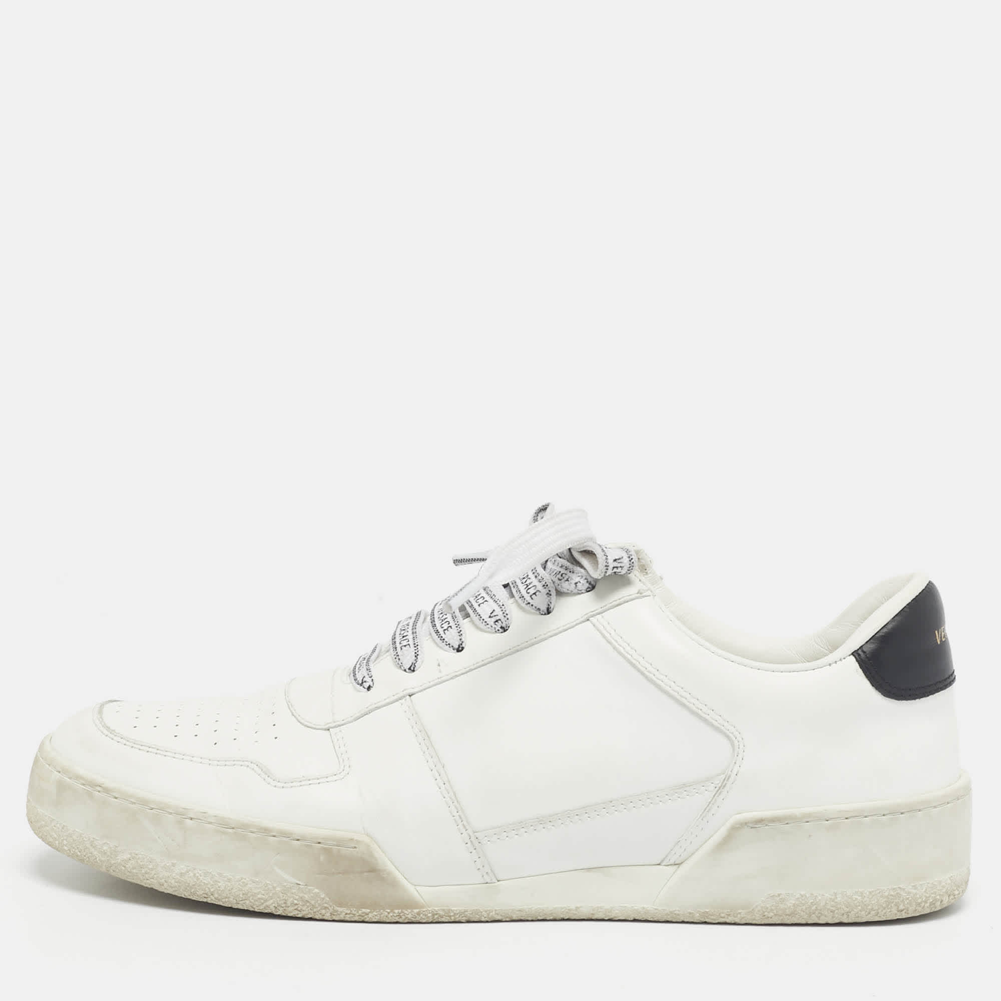 Versace White Leather Llus Low Top Sneakers