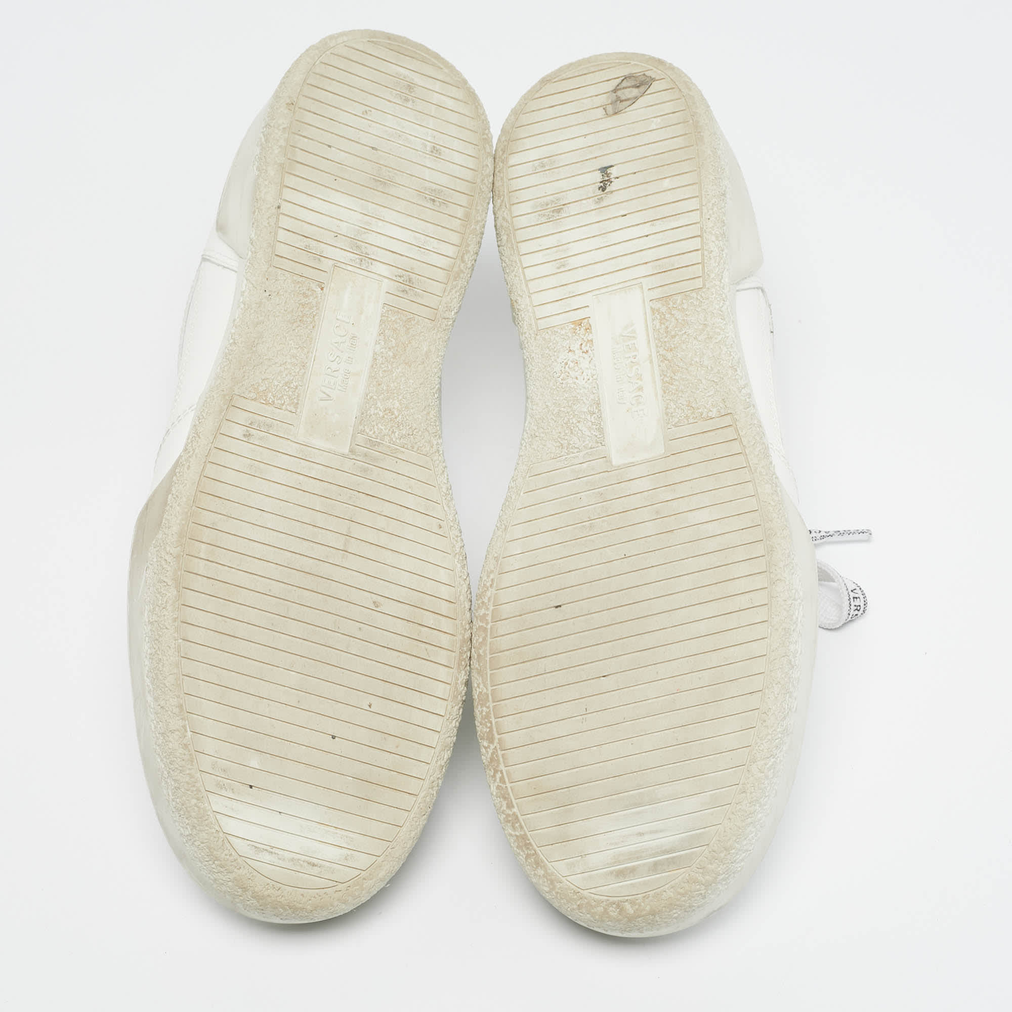 Versace White Leather Llus Low Top Sneakers