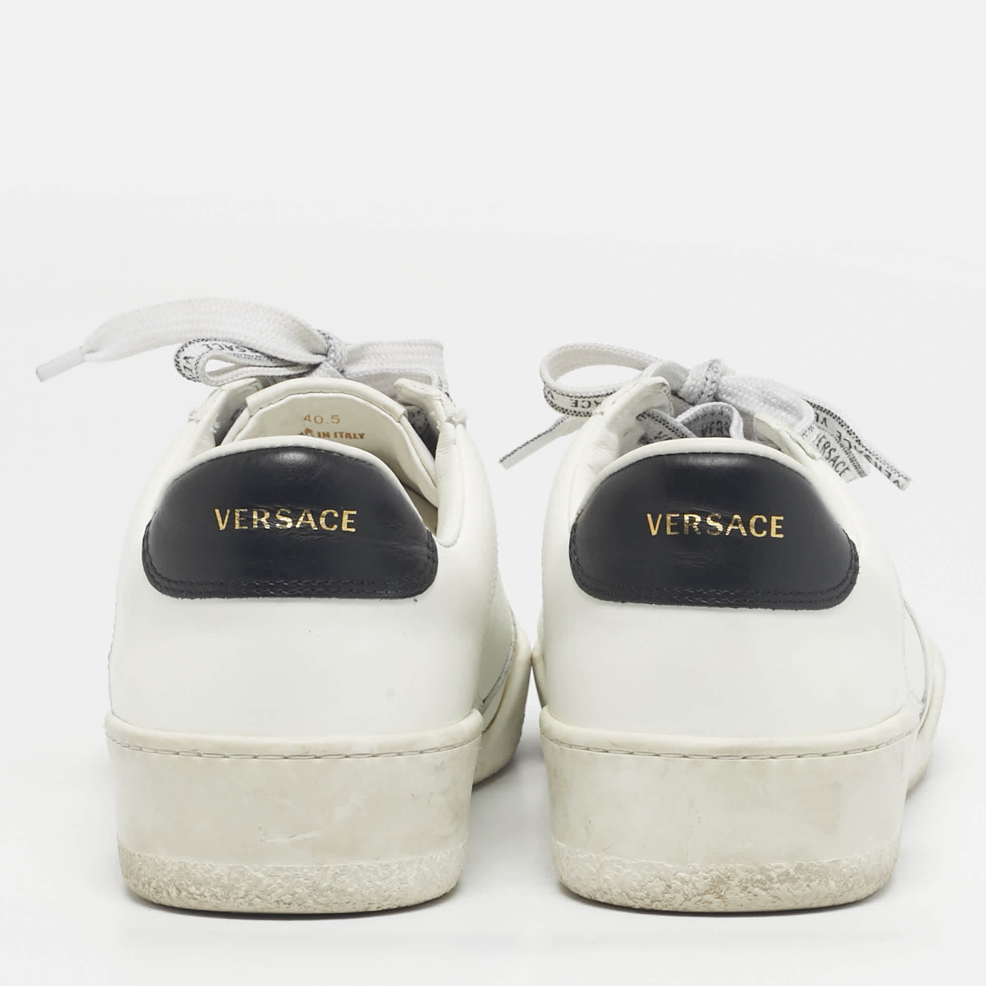 Versace White Leather Llus Low Top Sneakers