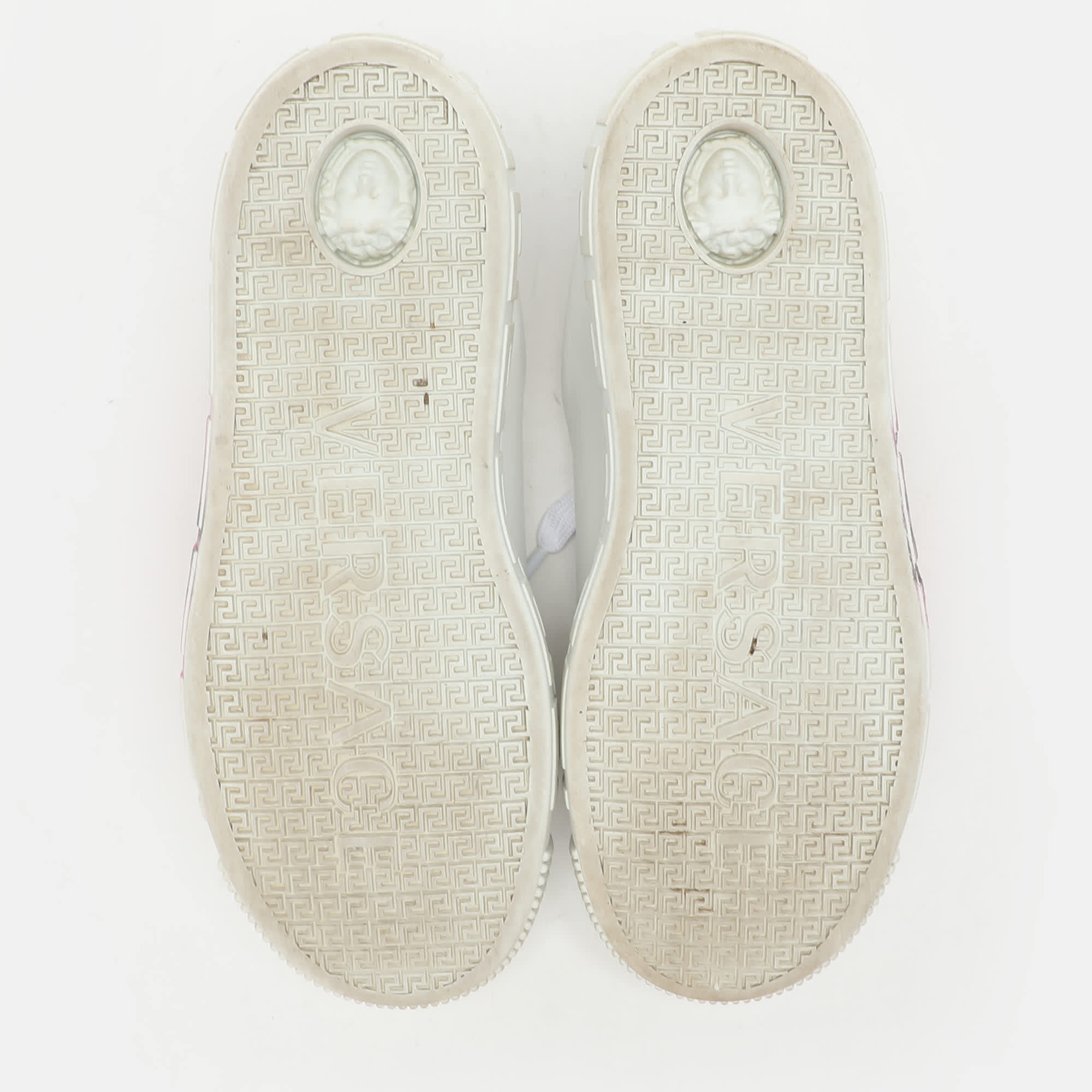 Versace White Leather La Greca Low Top Sneakers