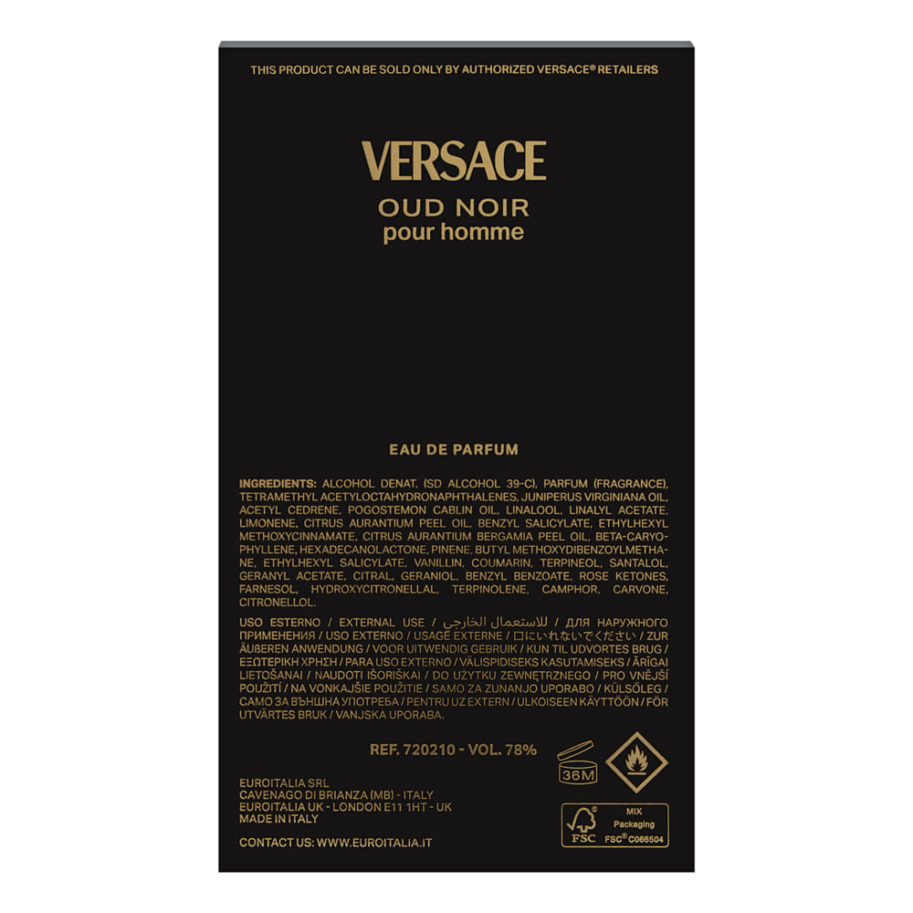 Versace Pour Homme Oud Noir 3.4 oz Eau de Parfum Spray