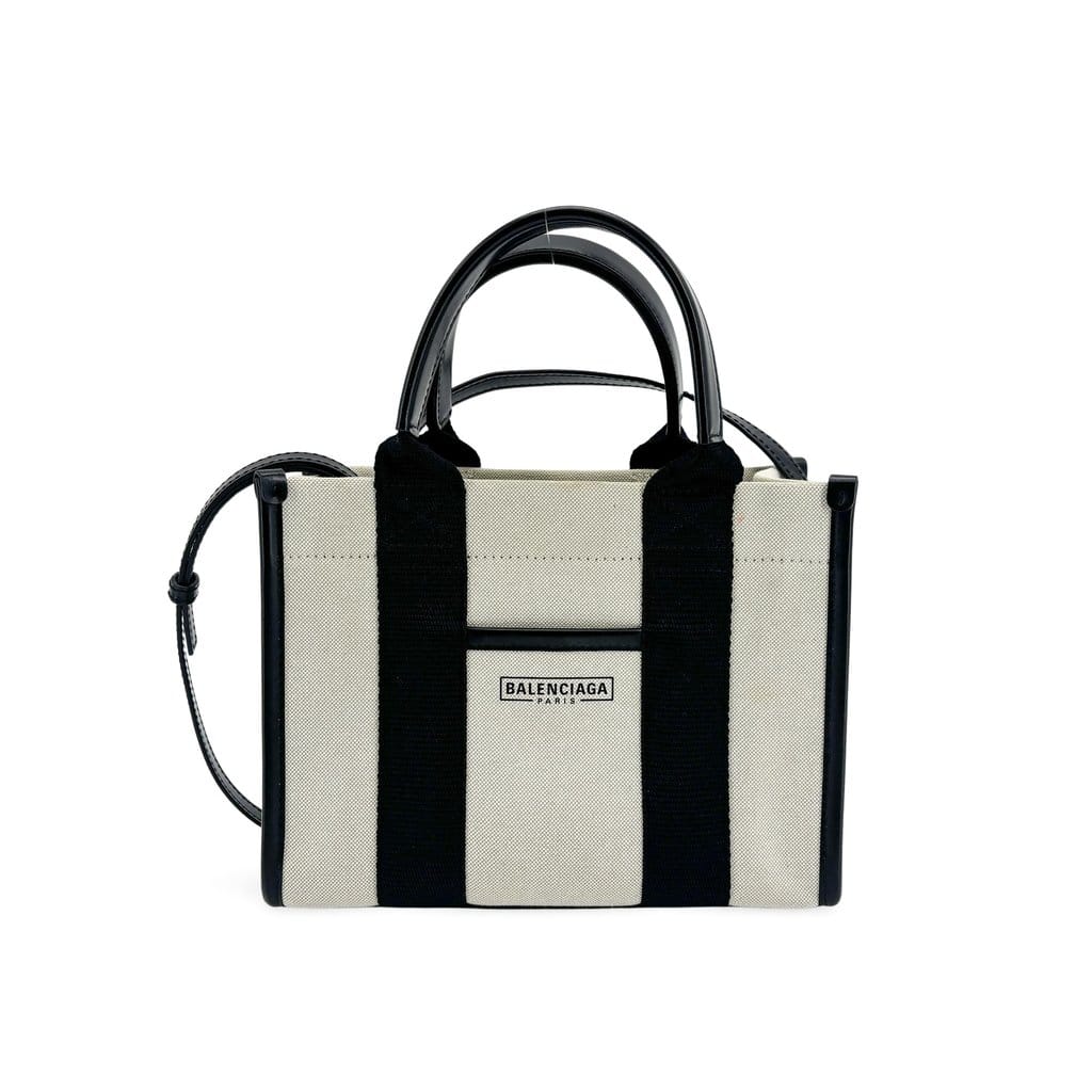 Balenciaga Hardware XS Canvas Tote Bag Natural Black