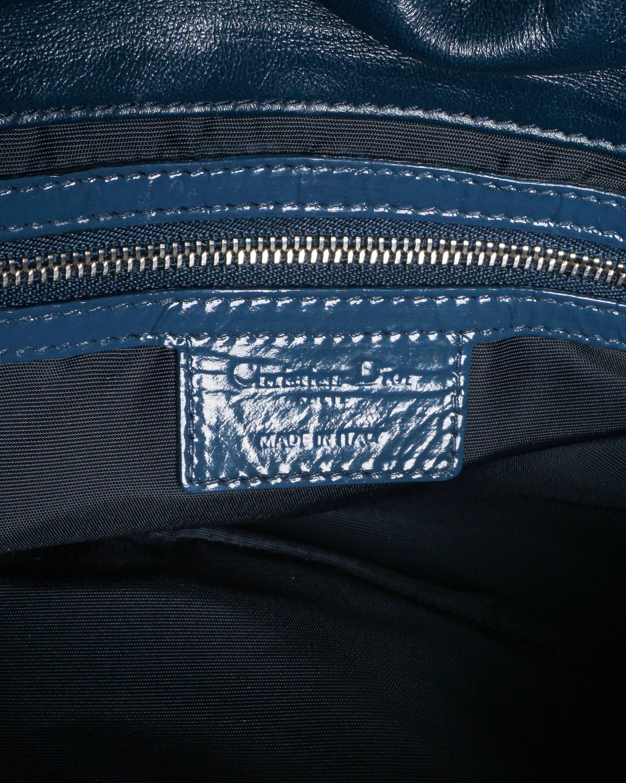 Dior Christian Dior Slate Blue Cannage Patent Leather Miss Dior Promenade Bag