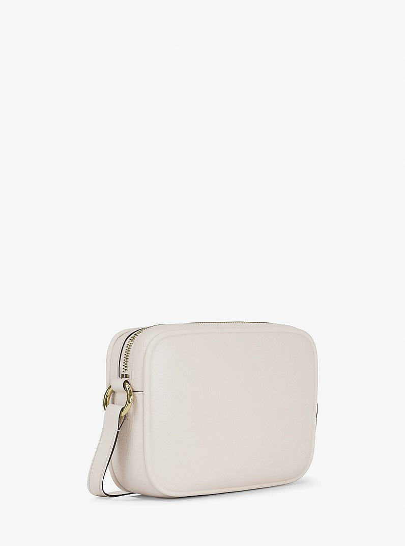 Michael Kors Jet Set Large Pebbled Leather Camera Crossbody Bag Lt Cream