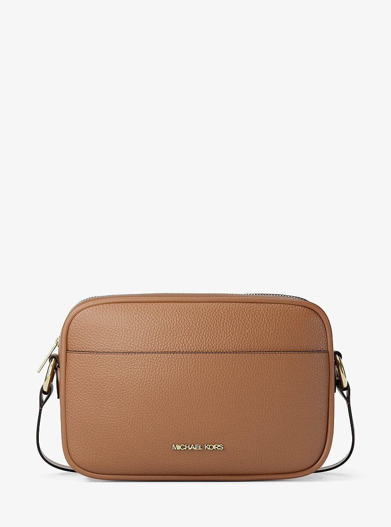 Michael Kors Jet Set Large Pebbled Leather Camera Crossbody Bag Luggage