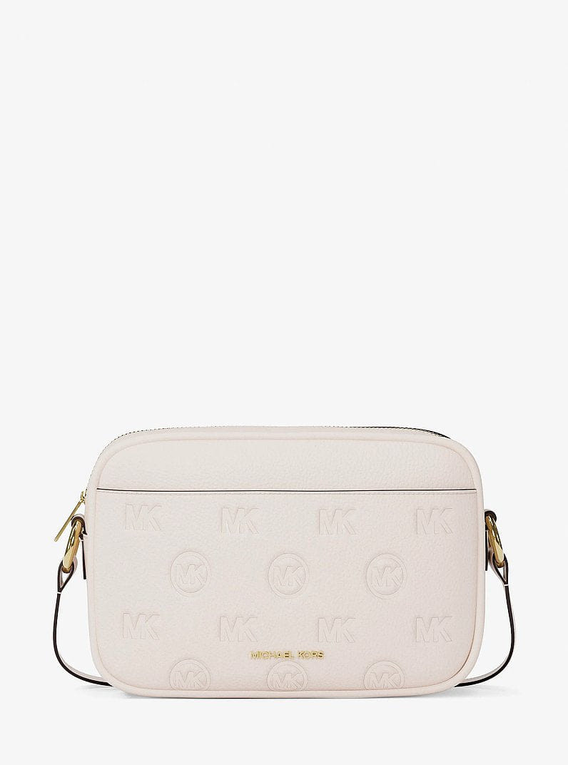 Michael Kors Jet Set Travel Large Logo Debossed Camera Crossbody Bag Lt Cream