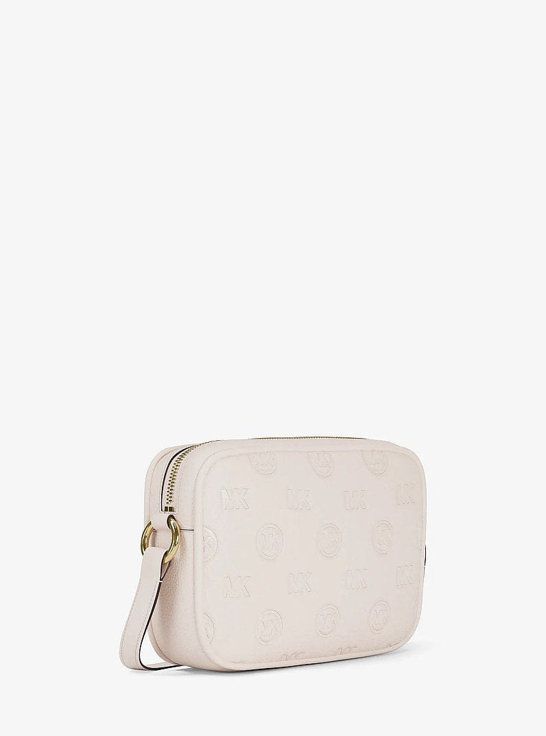 Michael Kors Jet Set Travel Large Logo Debossed Camera Crossbody Bag Lt Cream