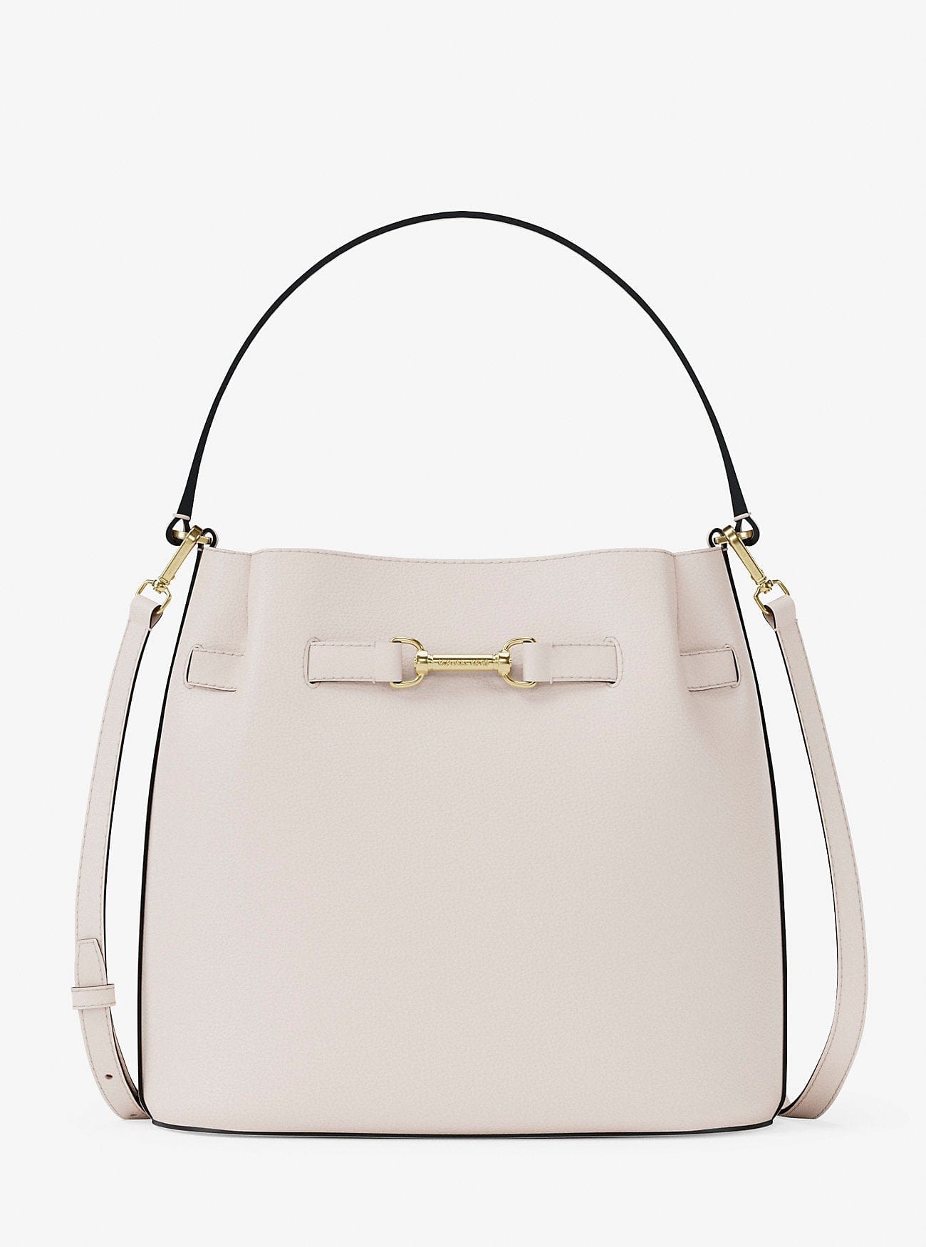 Michael Kors Carson Medium Pebbled Leather Convertible Bucket Crossbody Bag Lt Cream