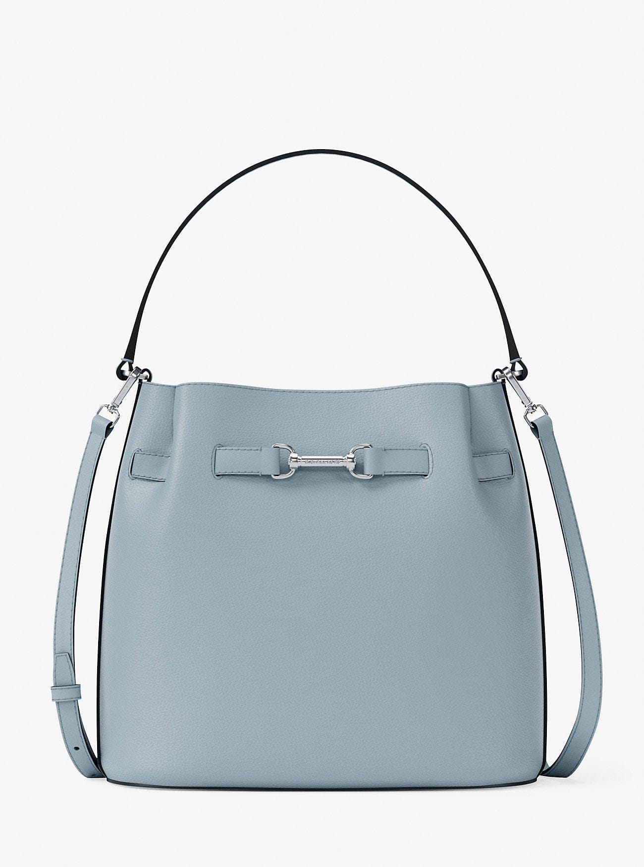 Michael Kors Carson Medium Pebbled Leather Convertible Bucket Crossbody Bag Pale Ocean