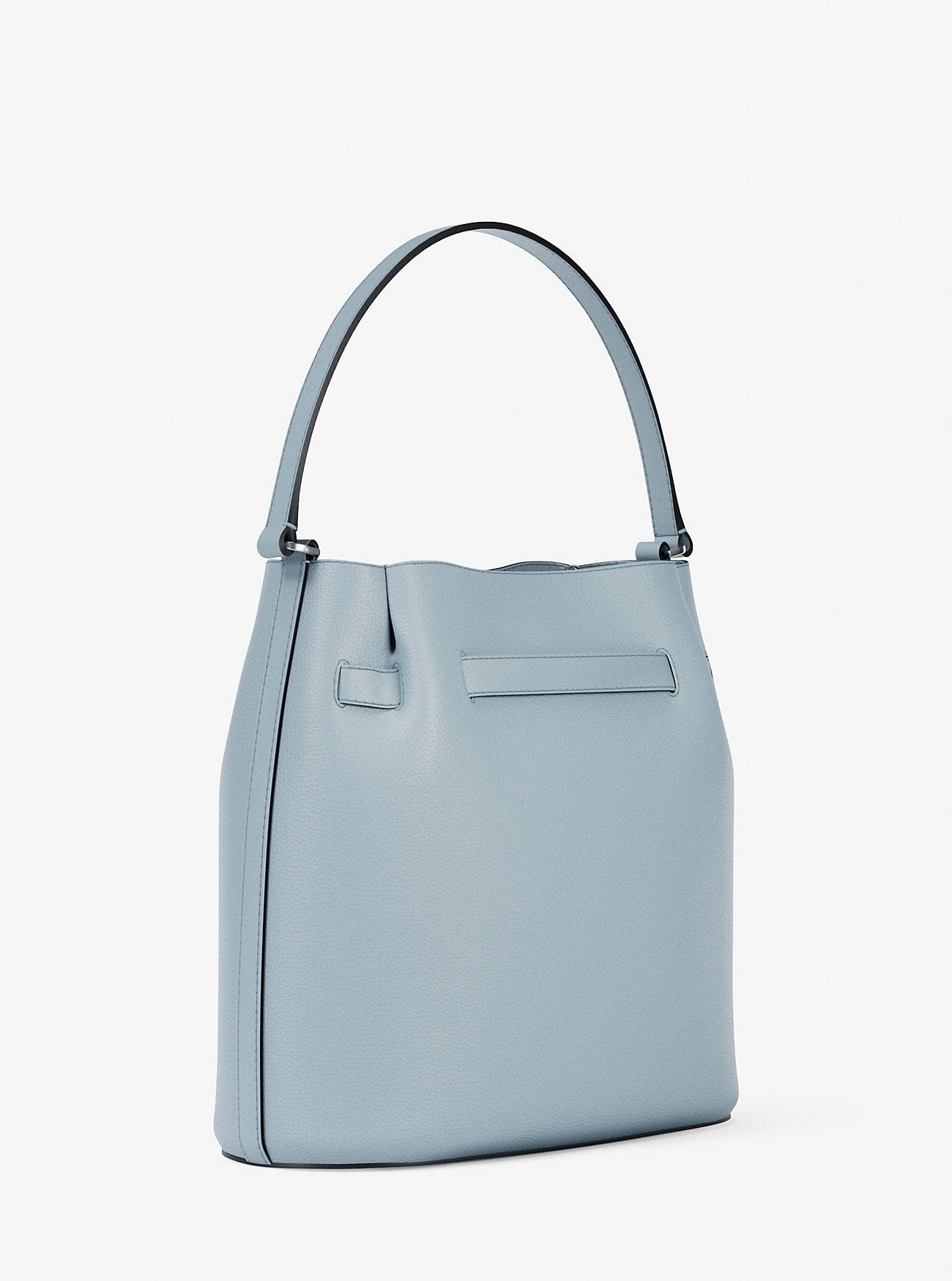 Michael Kors Carson Medium Pebbled Leather Convertible Bucket Crossbody Bag Pale Ocean