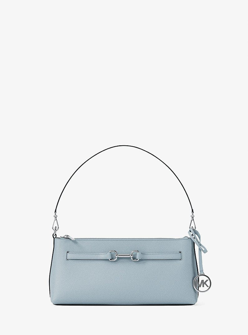 Michael Kors Carson Small Pebbled Leather Convertible Crossbody Bag Pale Ocean