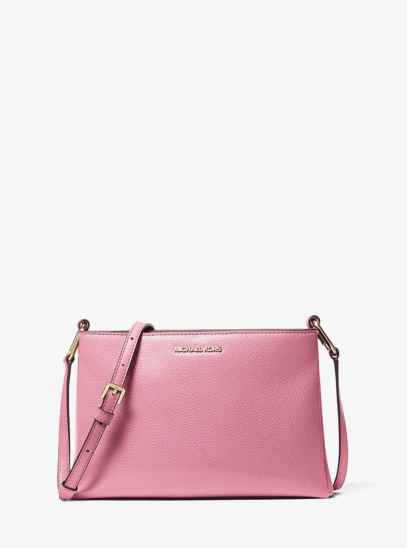 Michael Kors Trisha Medium Pebbled Leather Crossbody Bag Carnation