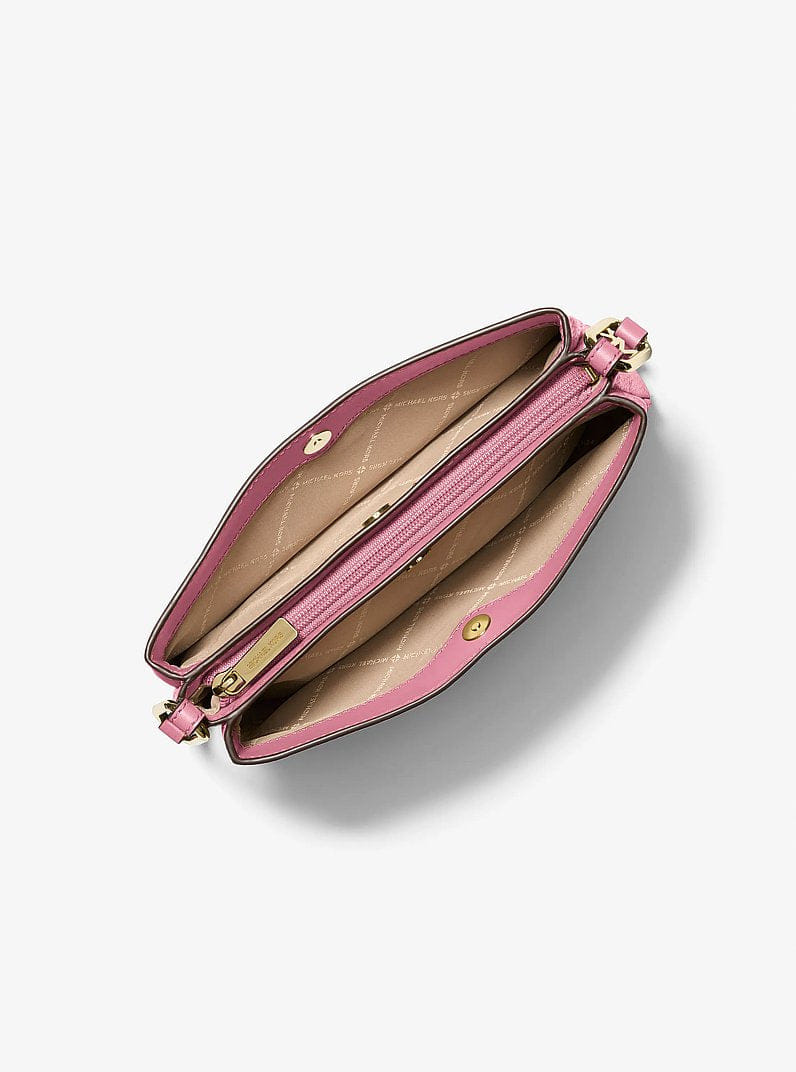 Michael Kors Trisha Medium Pebbled Leather Crossbody Bag Carnation
