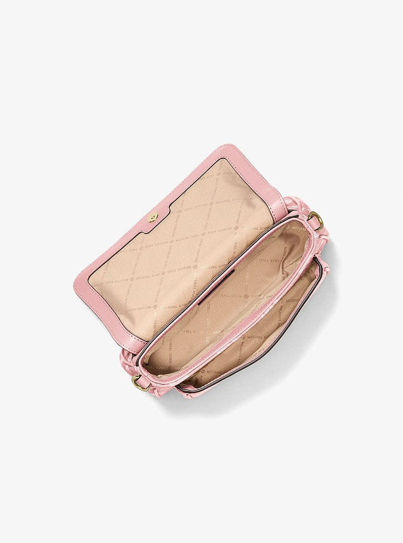 Michael Kors Jet Set Travel Small Logo Jacquard Denim Crossbody Bag With Pouch Powder Blush