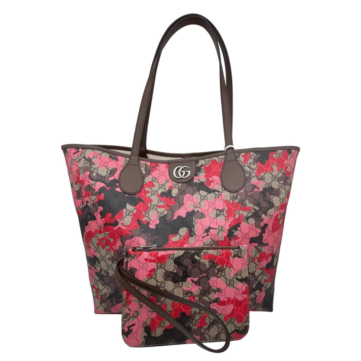 GUCCI Camouflage Large GG Supreme Canvas Tote Bag Pink 856877