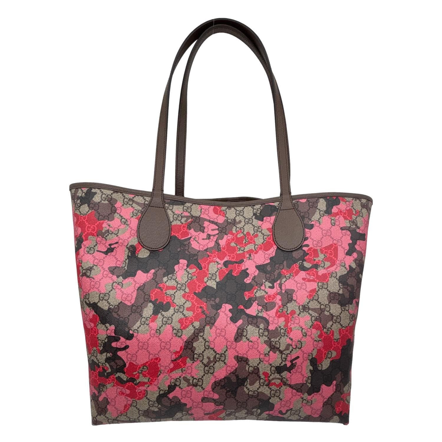 GUCCI Camouflage Large GG Supreme Canvas Tote Bag Pink 856877