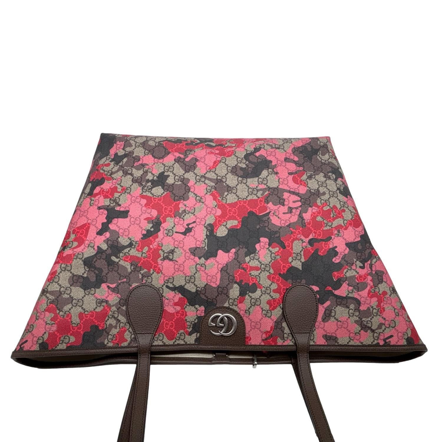 GUCCI Camouflage Large GG Supreme Canvas Tote Bag Pink 856877