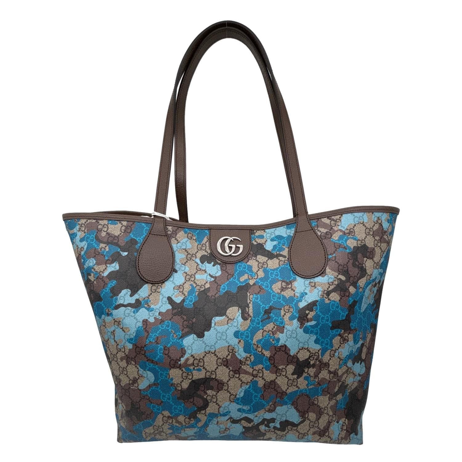 GUCCI Camouflage Large GG Supreme Canvas Tote Bag Blue 856774